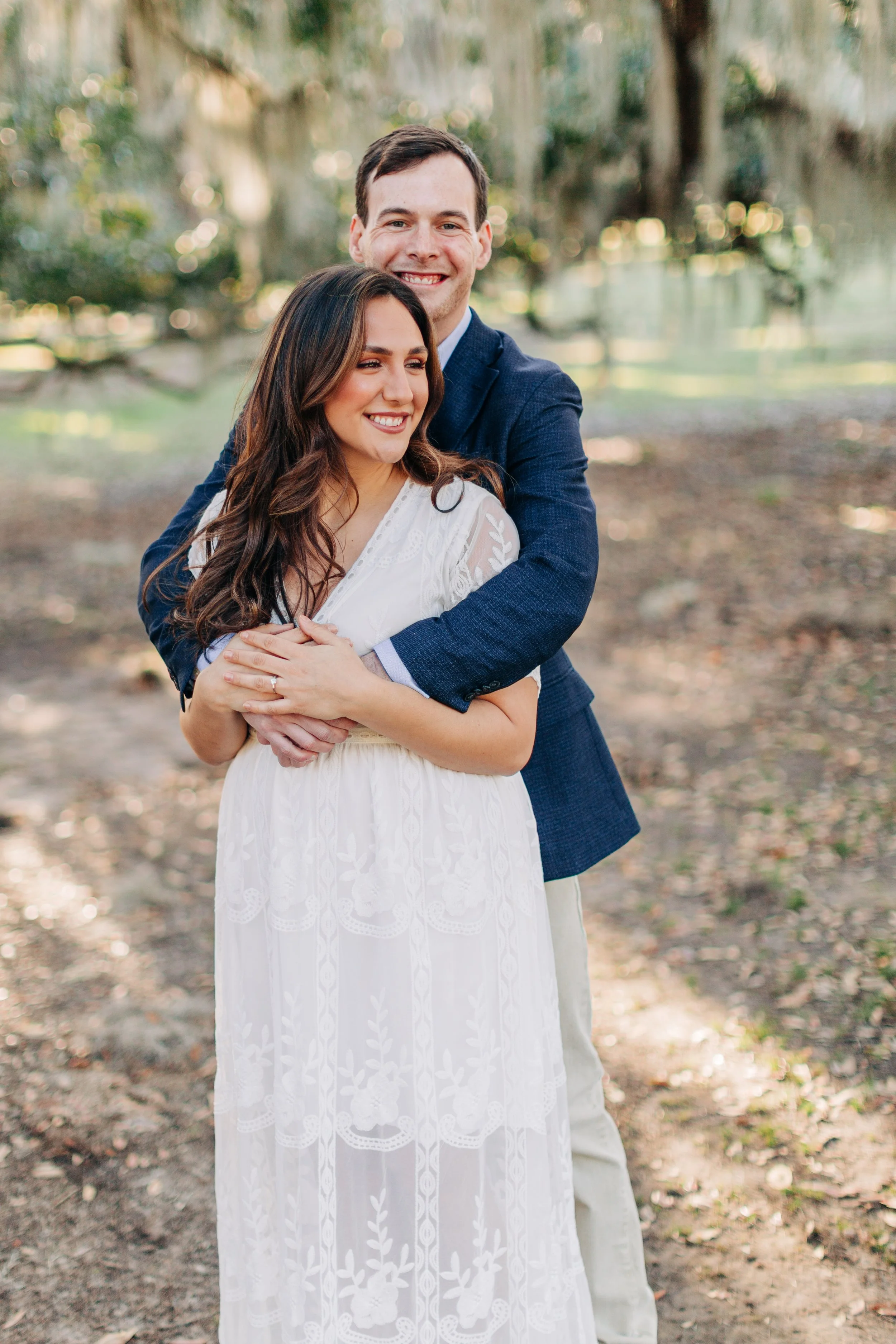 alee and ben’s sunset engagement photos at fontainebleau state park with sarah shaw photography, engagement photos under the mossy oak trees, new orleans engagement photography, baton rouge engagement