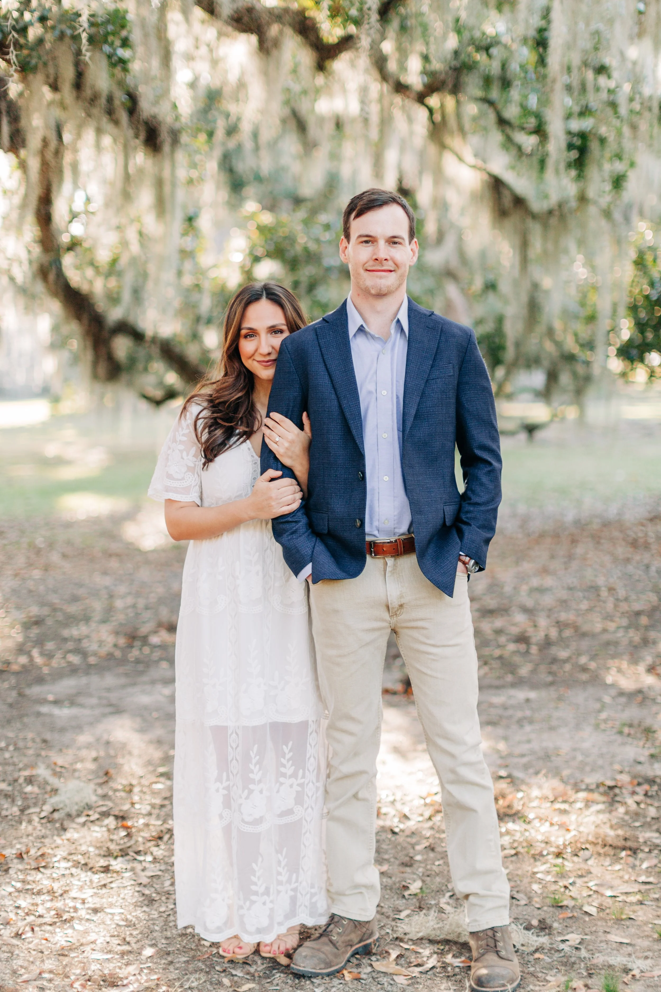 alee and ben’s sunset engagement photos at fontainebleau state park with sarah shaw photography, engagement photos under the mossy oak trees, new orleans engagement photography, baton rouge engagement