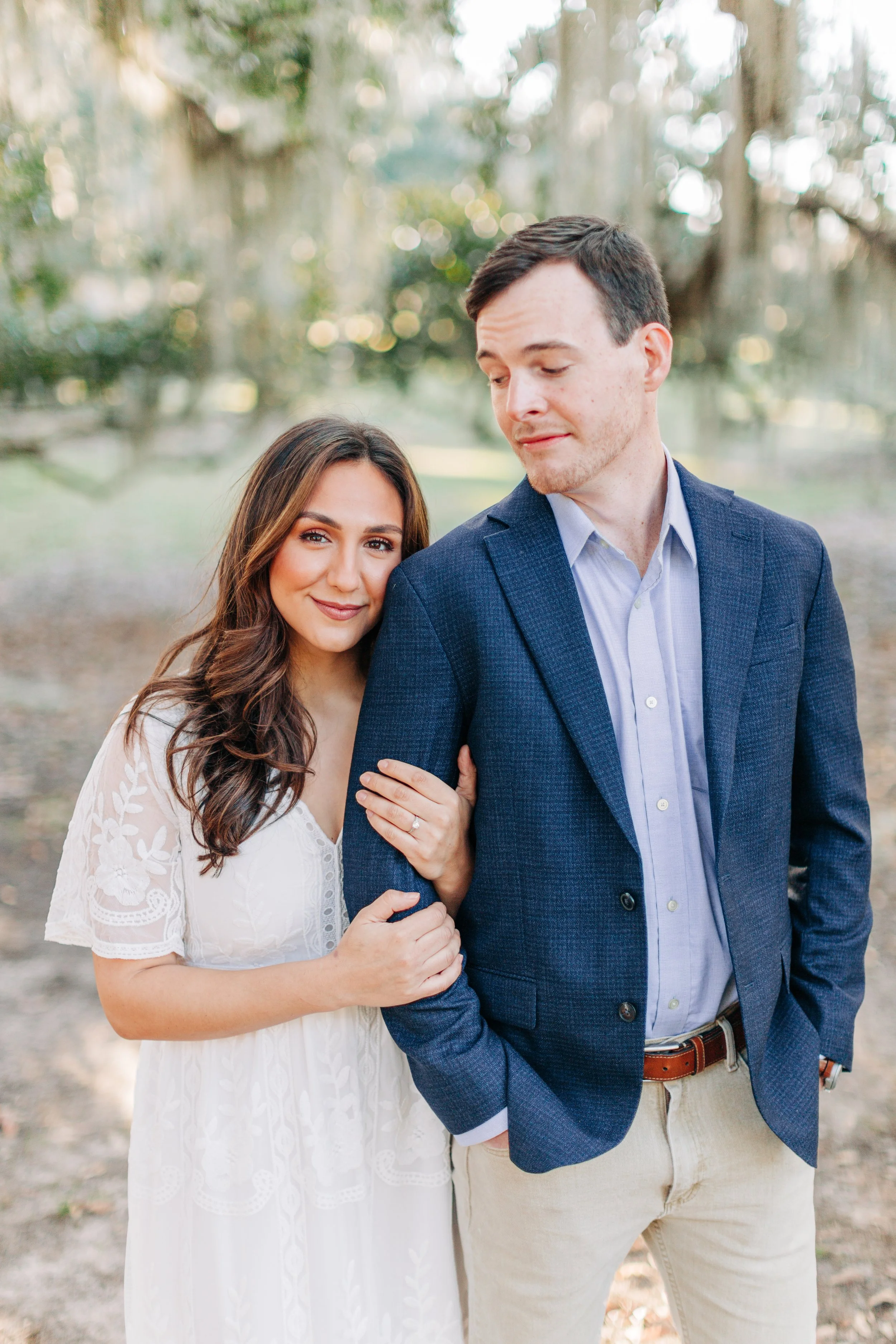 alee and ben’s sunset engagement photos at fontainebleau state park with sarah shaw photography, engagement photos under the mossy oak trees, new orleans engagement photography, baton rouge engagement