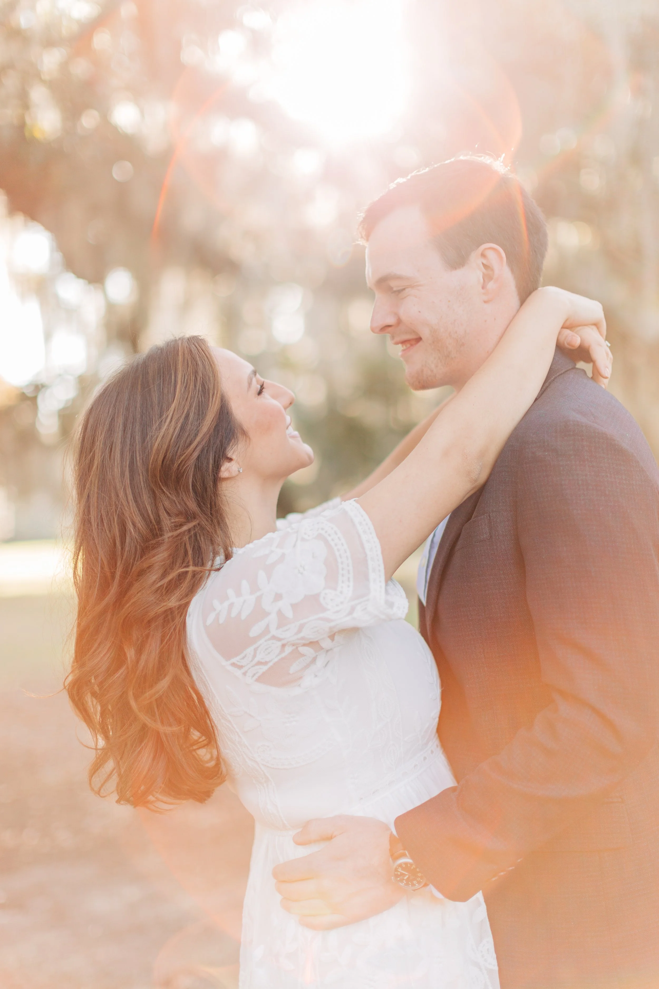 alee and ben’s sunset engagement photos at fontainebleau state park with sarah shaw photography, engagement photos under the mossy oak trees, new orleans engagement photography, baton rouge engagement