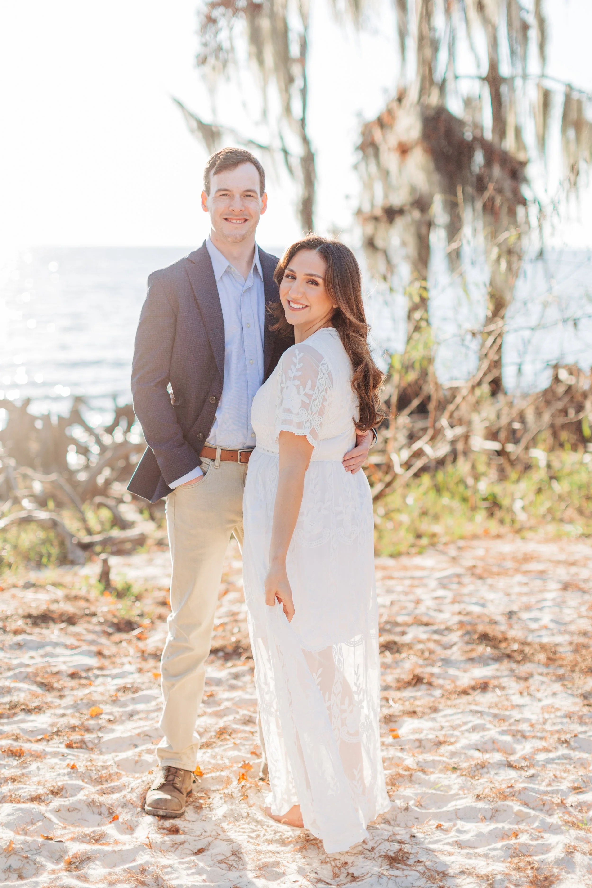alee and ben’s beach sunset engagement photos at fontainebleau state park with sarah shaw photography, engagement photos on the beach, new orleans engagement photography, baton rouge engagement