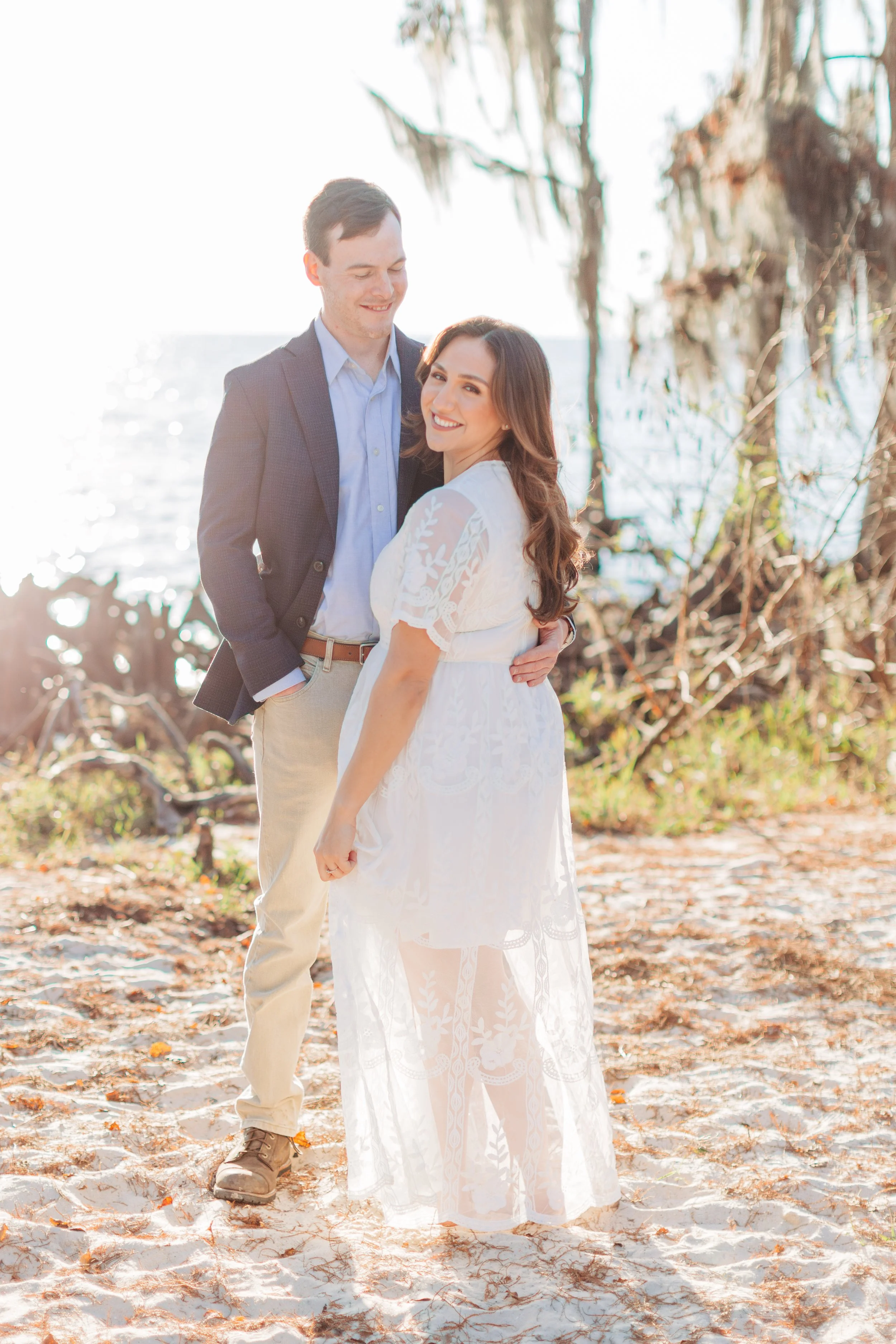 alee and ben’s beach sunset engagement photos at fontainebleau state park with sarah shaw photography, engagement photos on the beach, new orleans engagement photography, baton rouge engagement