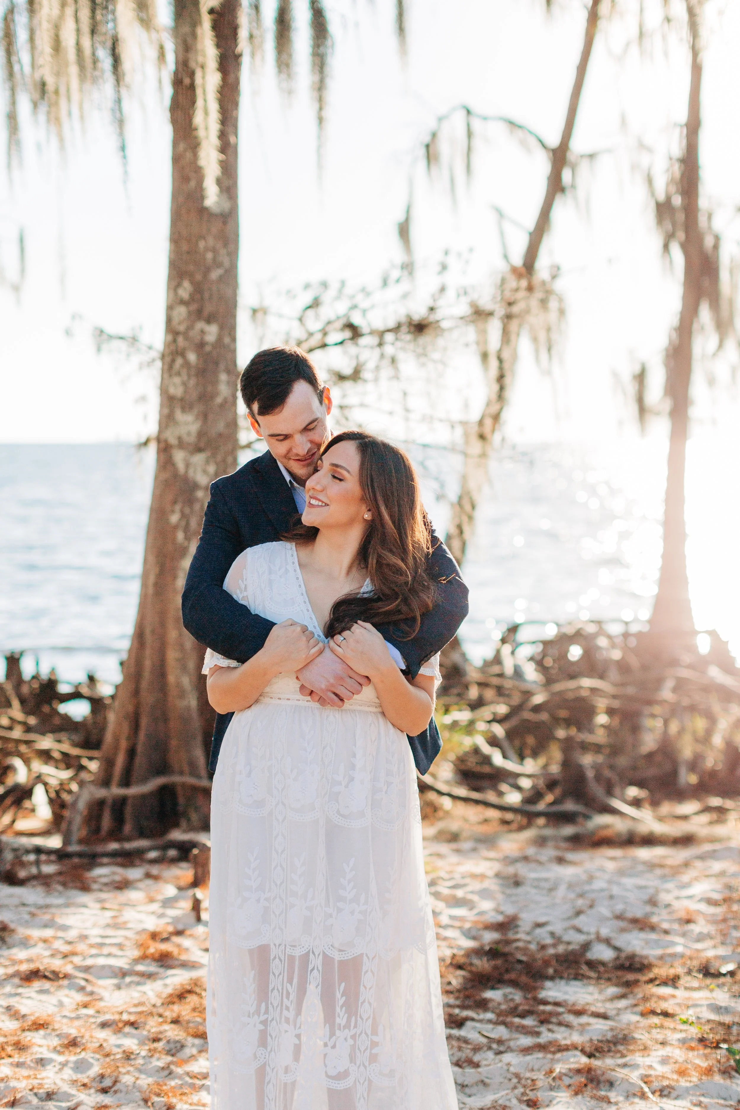 alee and ben’s beach sunset engagement photos at fontainebleau state park with sarah shaw photography, engagement photos on the beach, new orleans engagement photography, baton rouge engagement