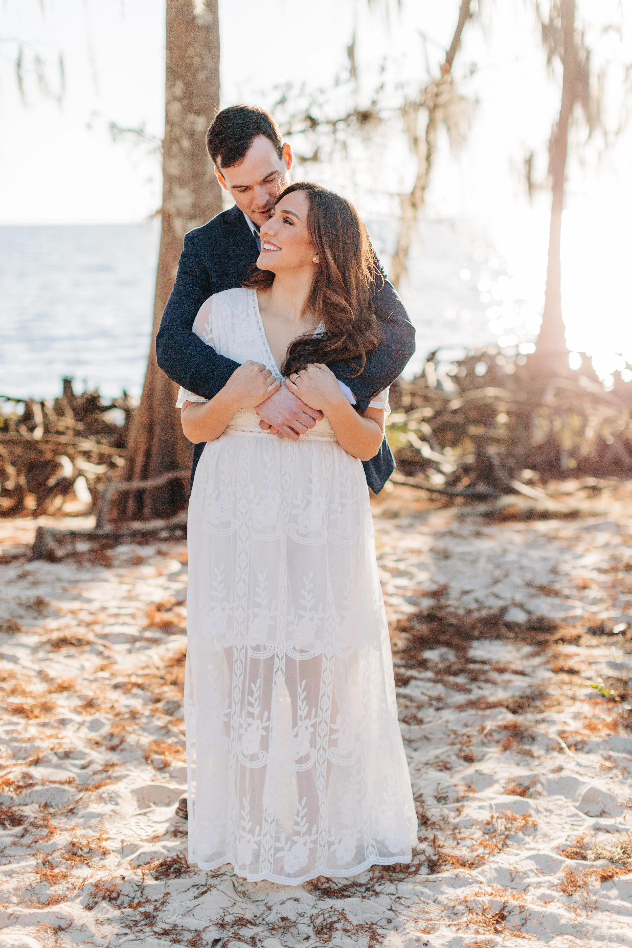 alee and ben’s beach sunset engagement photos at fontainebleau state park with sarah shaw photography, engagement photos on the beach, new orleans engagement photography, baton rouge engagement