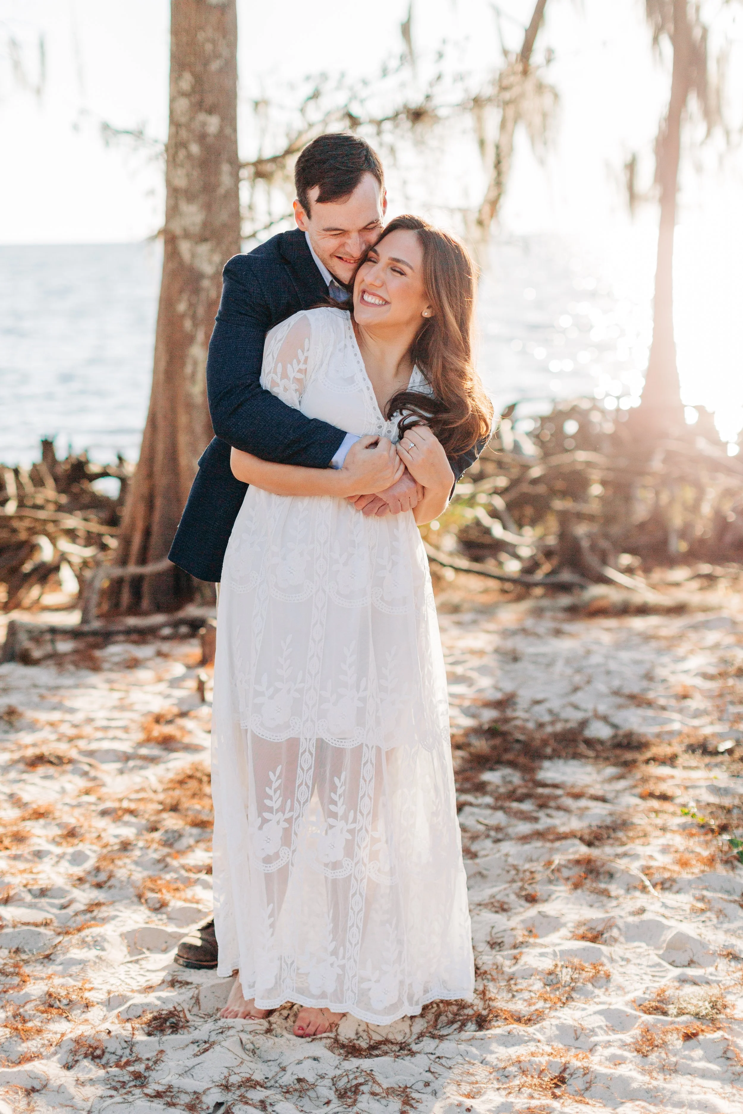 alee and ben’s beach sunset engagement photos at fontainebleau state park with sarah shaw photography, engagement photos on the beach, new orleans engagement photography, baton rouge engagement