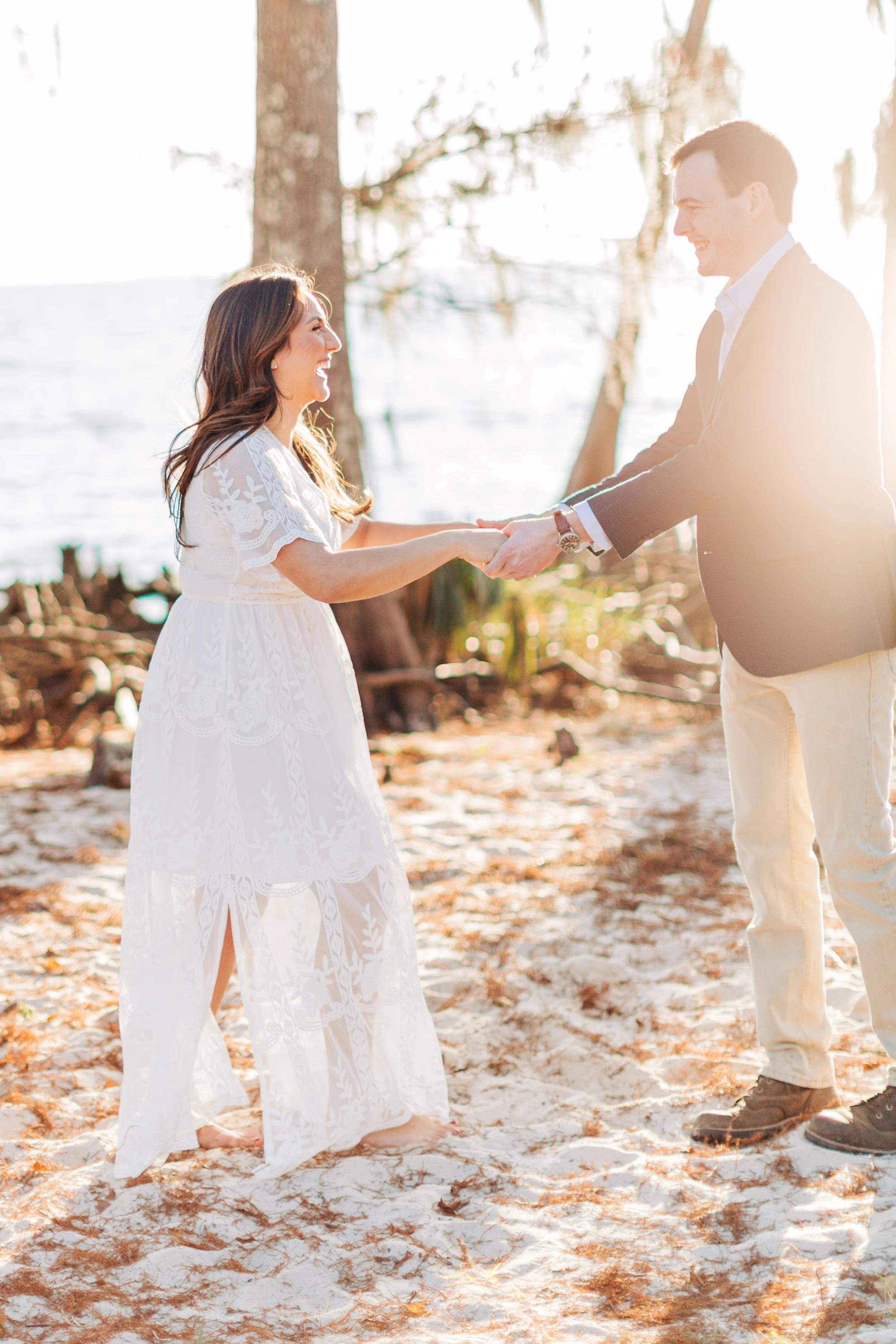 alee and ben’s beach sunset engagement photos at fontainebleau state park with sarah shaw photography, engagement photos on the beach, new orleans engagement photography, baton rouge engagement