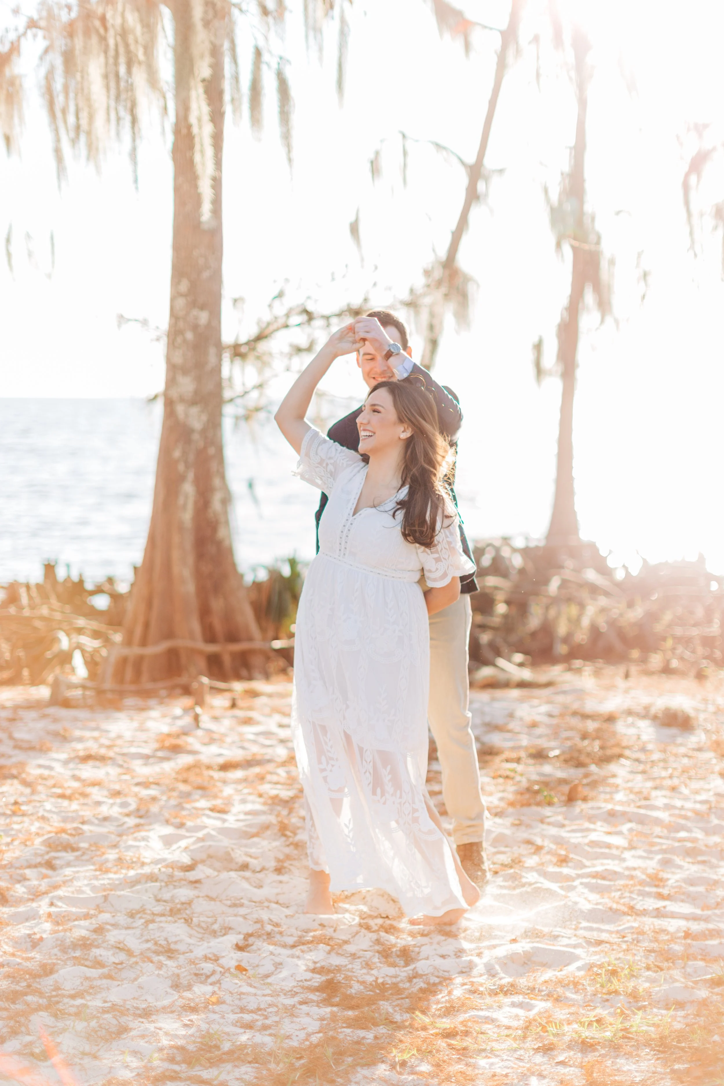 alee and ben’s beach sunset engagement photos at fontainebleau state park with sarah shaw photography, engagement photos on the beach, new orleans engagement photography, baton rouge engagement