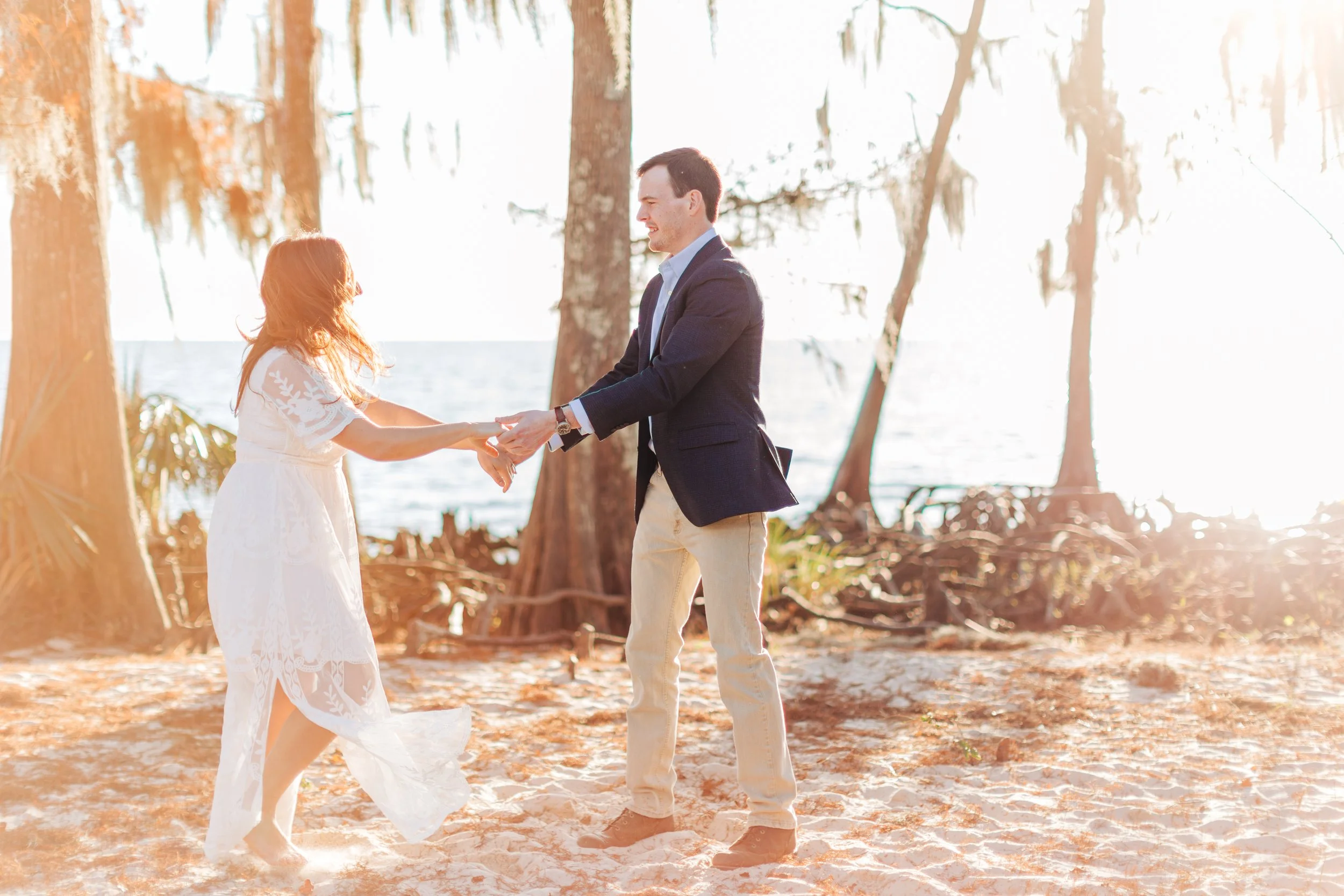 alee and ben’s beach sunset engagement photos at fontainebleau state park with sarah shaw photography, engagement photos on the beach, new orleans engagement photography, baton rouge engagement