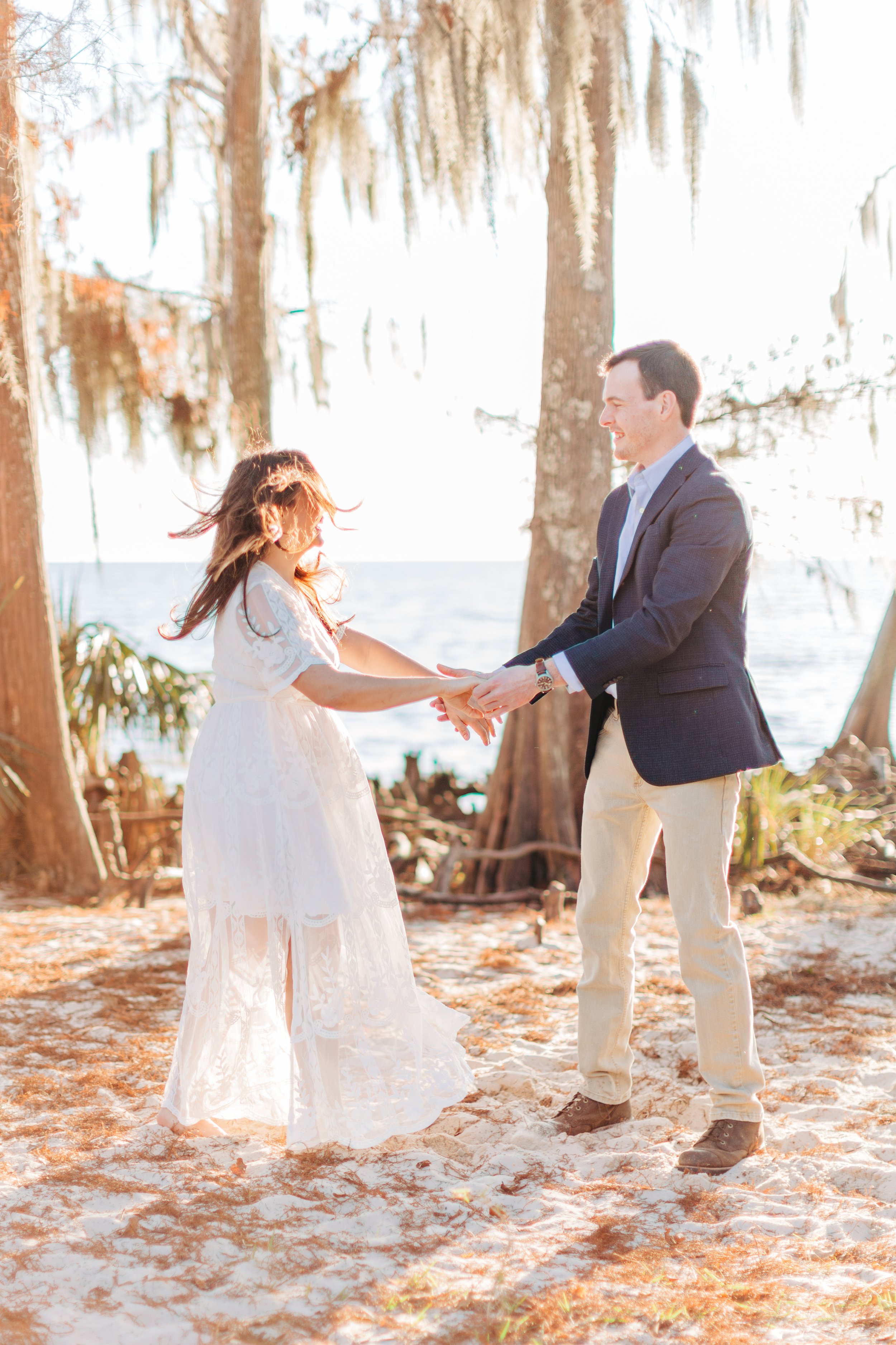 alee and ben’s beach sunset engagement photos at fontainebleau state park with sarah shaw photography, engagement photos on the beach, new orleans engagement photography, baton rouge engagement