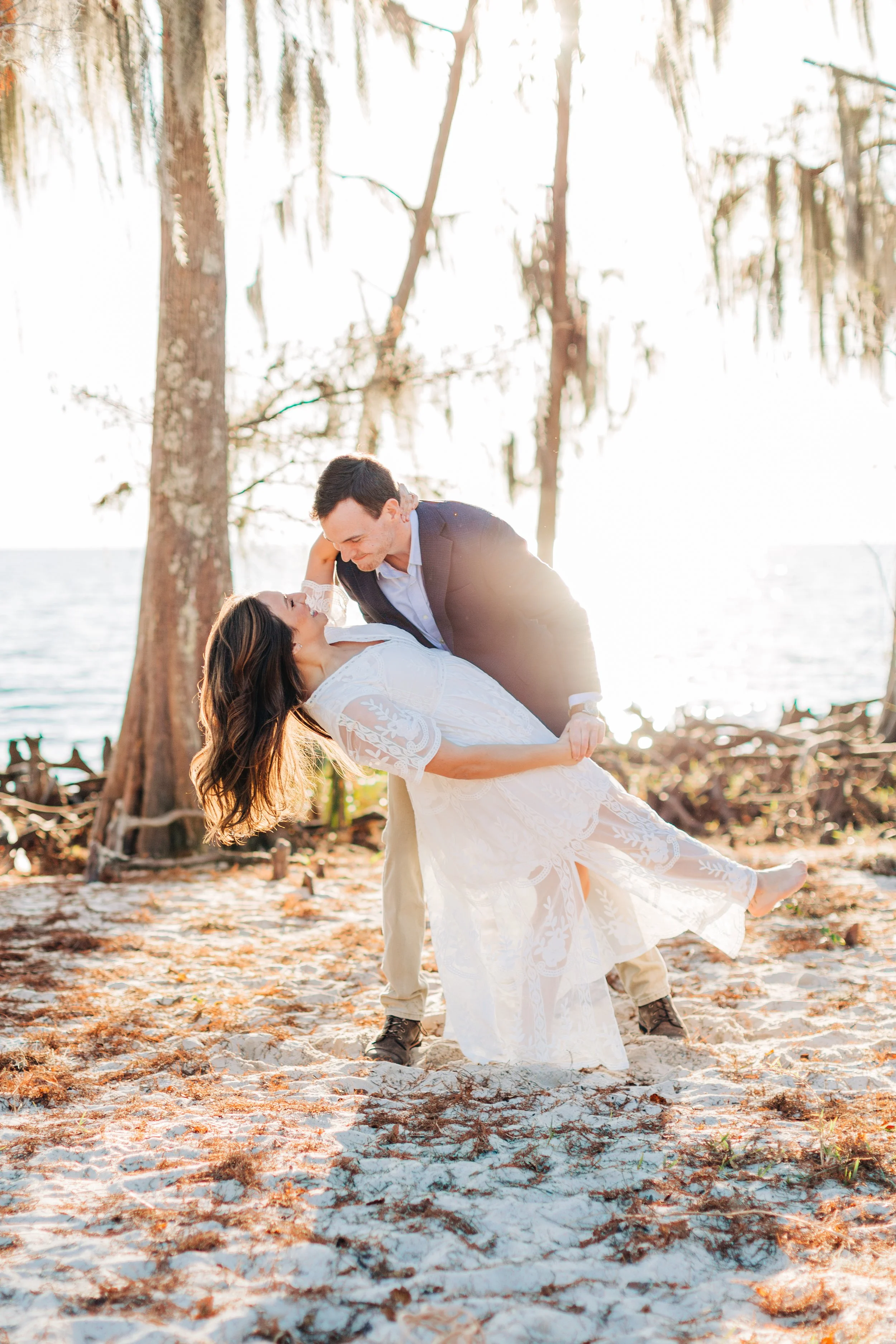 alee and ben’s beach sunset engagement photos at fontainebleau state park with sarah shaw photography, engagement photos on the beach, new orleans engagement photography, baton rouge engagement