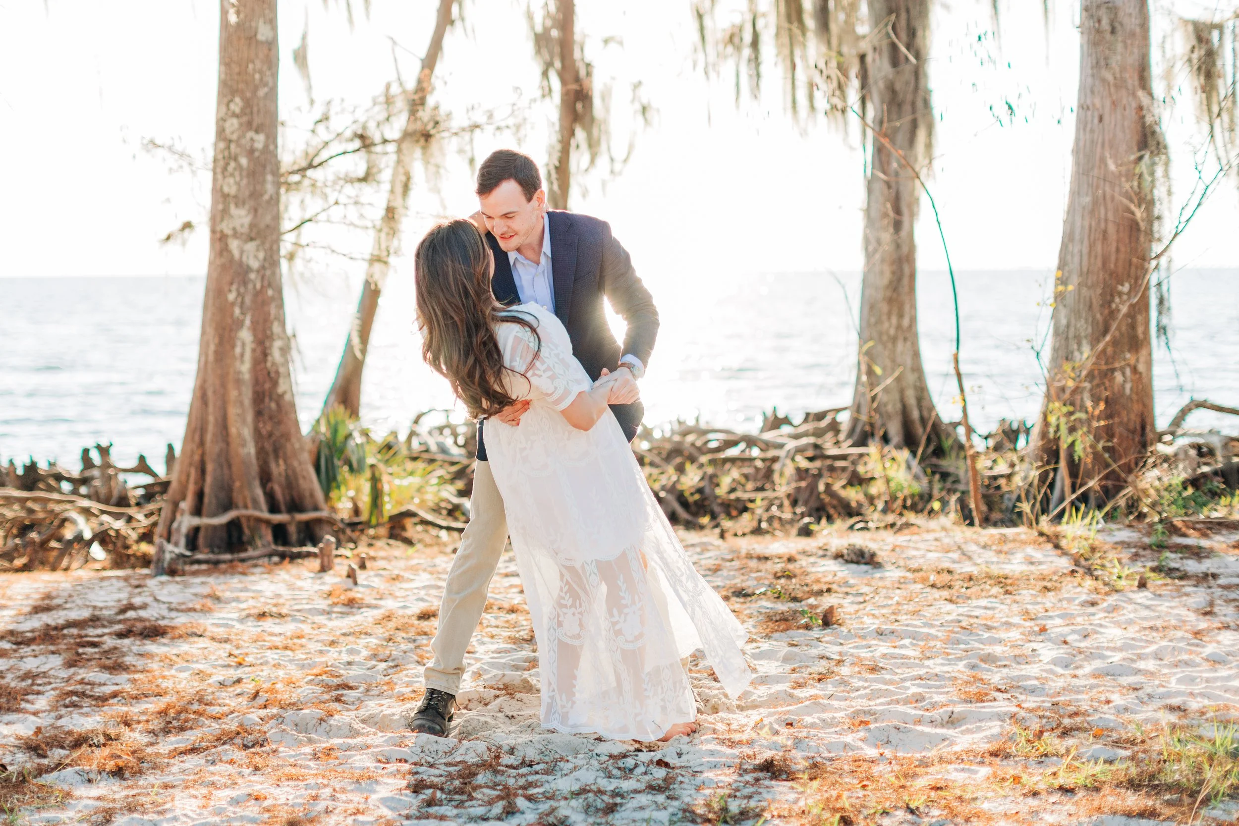 alee and ben’s beach sunset engagement photos at fontainebleau state park with sarah shaw photography, engagement photos on the beach, new orleans engagement photography, baton rouge engagement