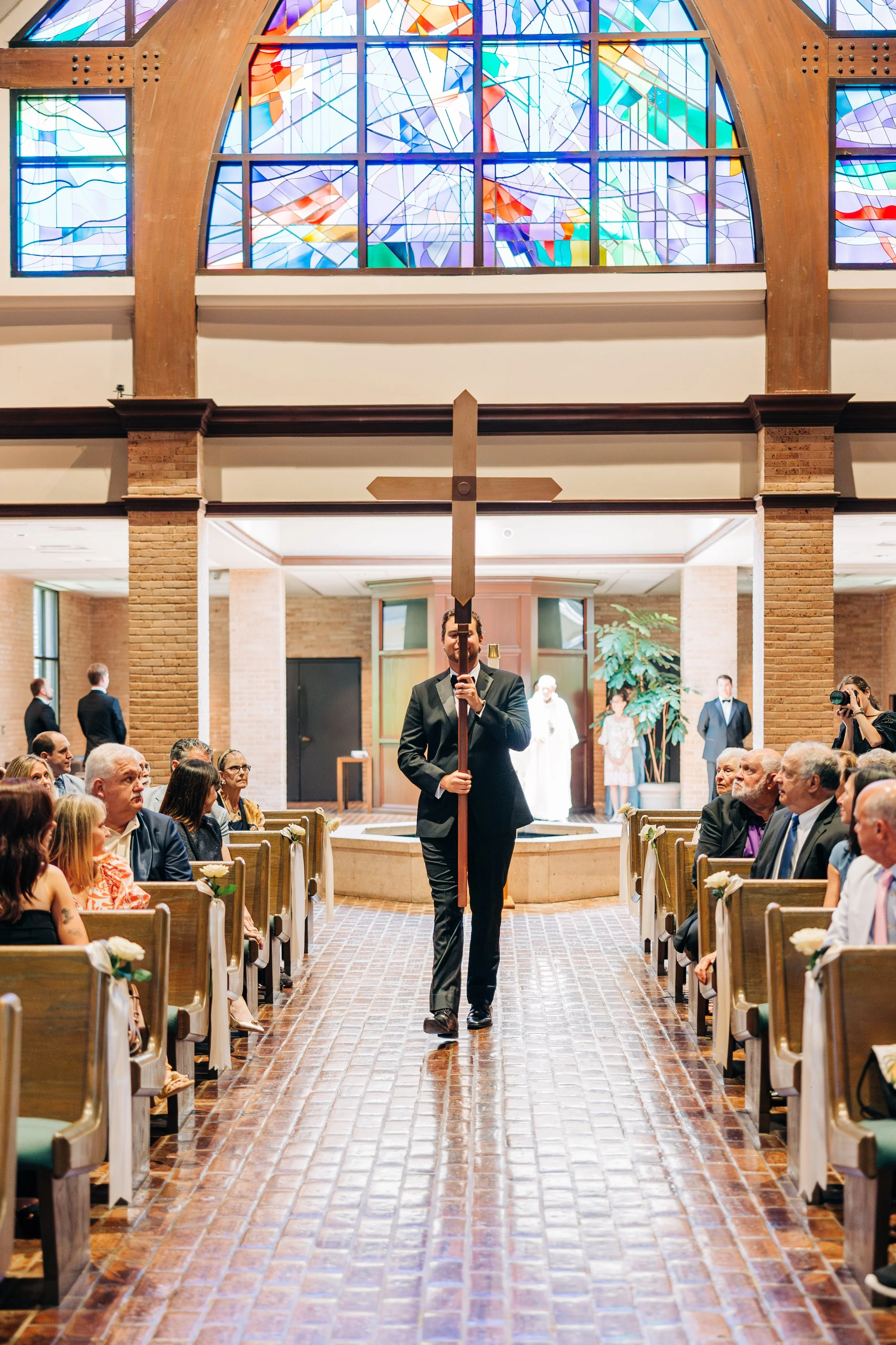 wedding procession at st. aloysius catholic church in baton rouge