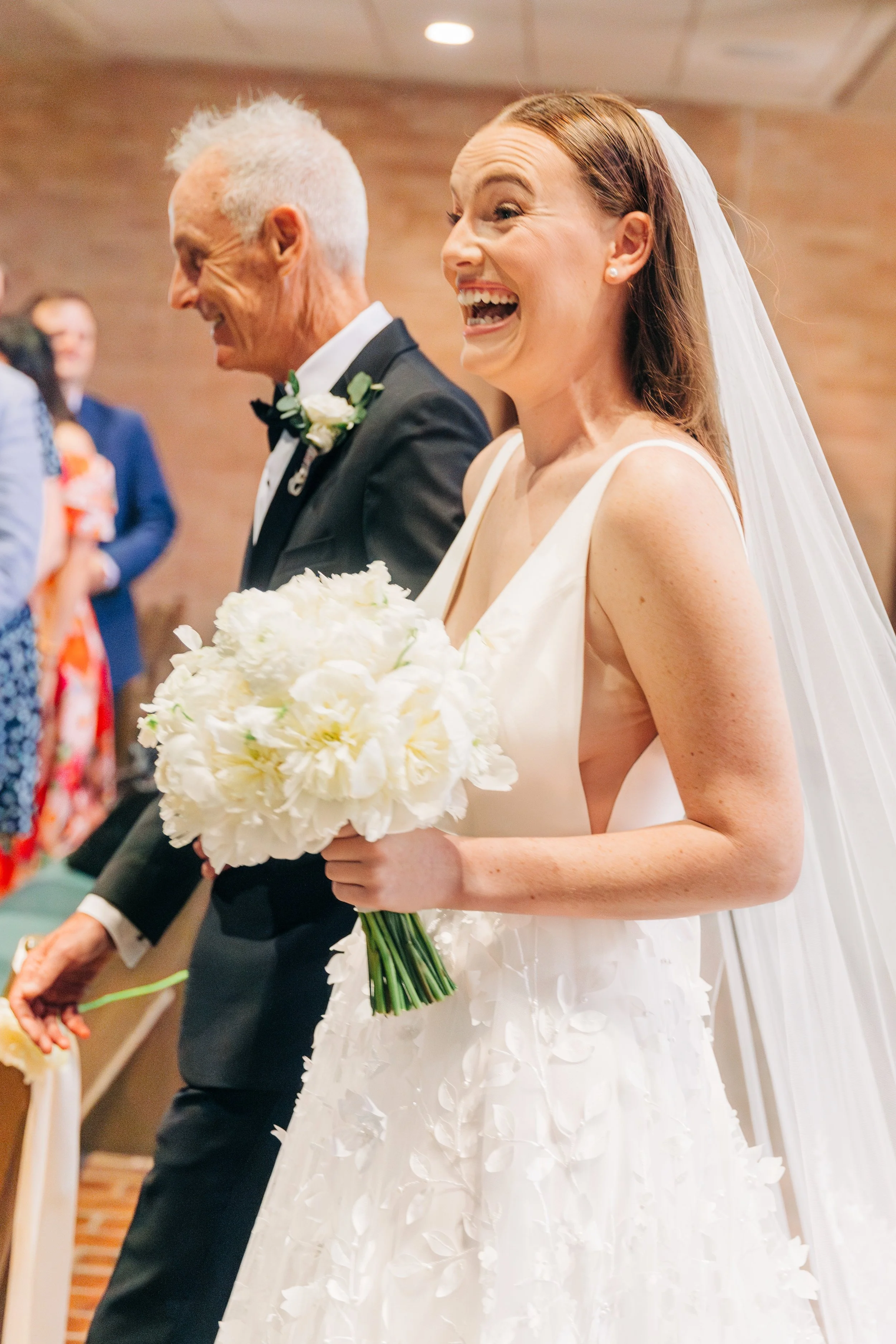 father walking bride down the aisle at baton rouge wedding