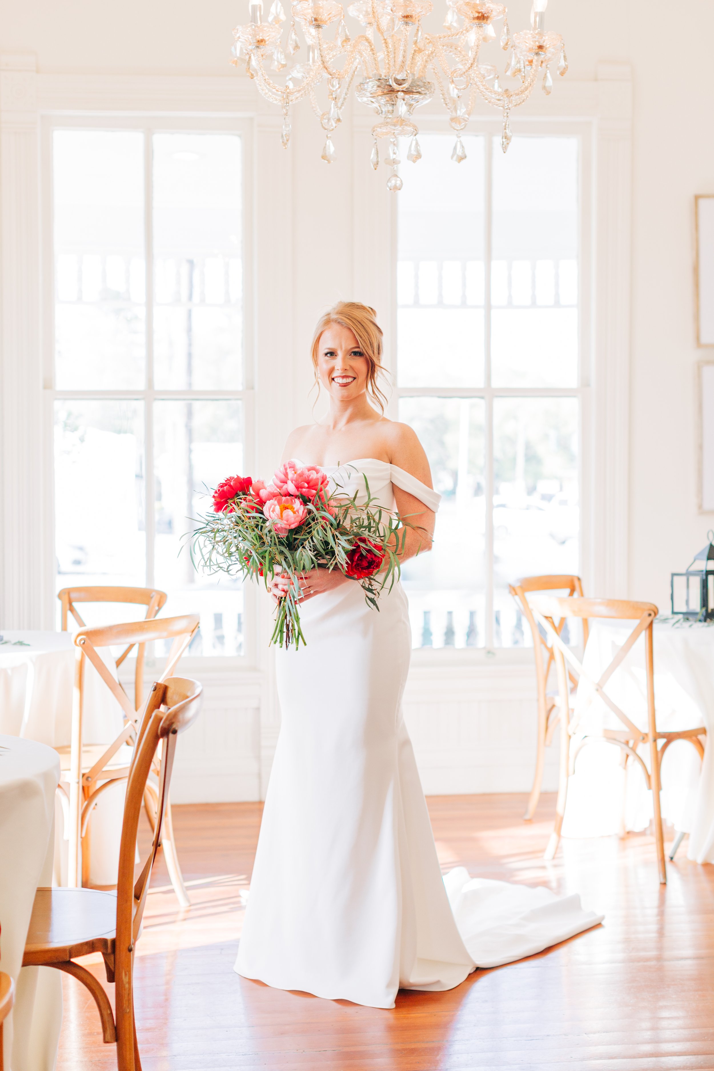 baton rouge wedding photographer, bridal portraits, pink and red peonies, light and airy photography, natural light photography, sarah shaw photography