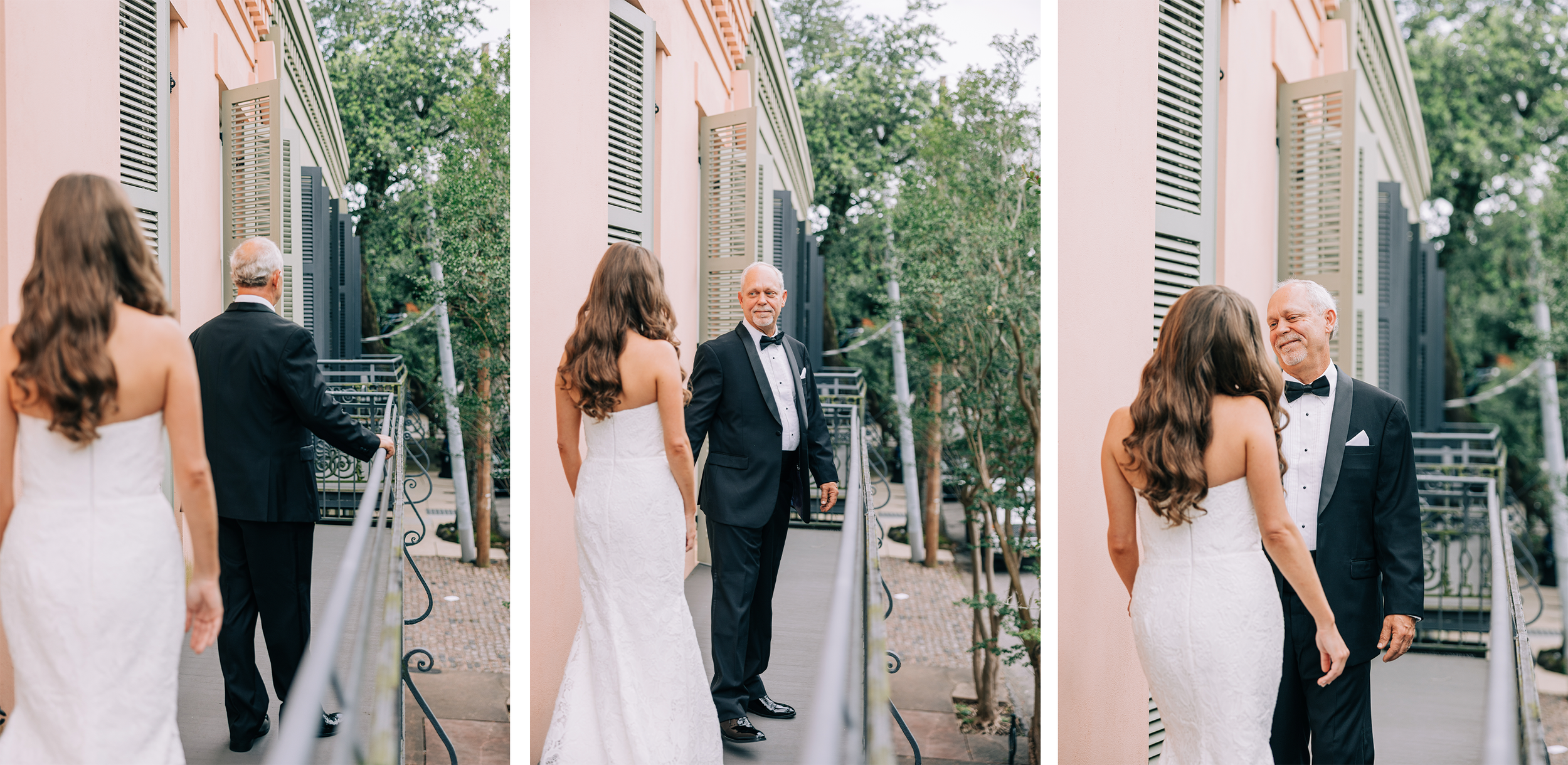 bride and father during baton rouge wedding first look