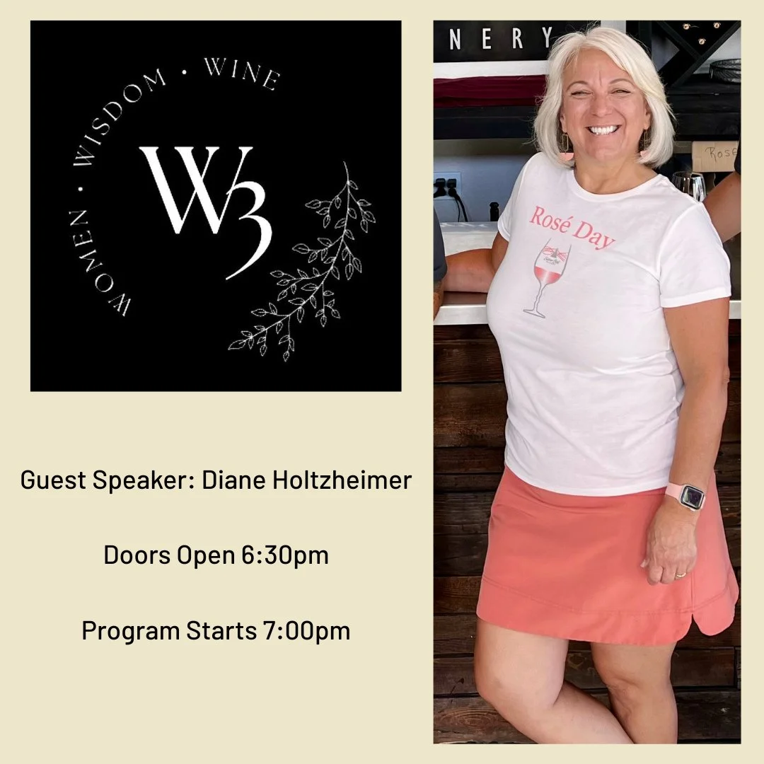 Join us this Wednesday (10/8) at Silver Bell Winery for W3. Our owner, Diane Holtzheimer, will be the evening&rsquo;s guest speaker, sharing her personal testimony and story. Doors open at 6:30pm, grab a glass of wine and get settled. The program beg