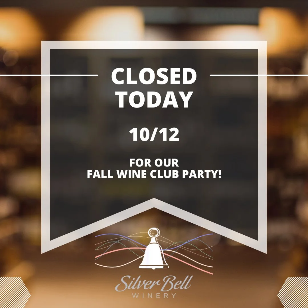 Silver Bell Winery is closed today, Sunday, October 12th, while we celebrate our Fall Mix &amp; Mingle Wine Club Release Party! We&rsquo;ll be back to our regular hours tomorrow, open daily from 12&ndash;5pm. Cheers! 🍷🍇