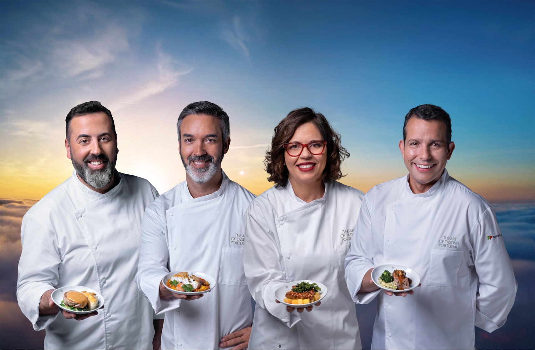 Fotografia de apresentação dos 4 primeiros chefs de cozinha apresentados no projeto Local Stars:  Henrique Sá Pessoa, Cláudio Pontes, Noélia Jerónimo e Júlio Pereira.