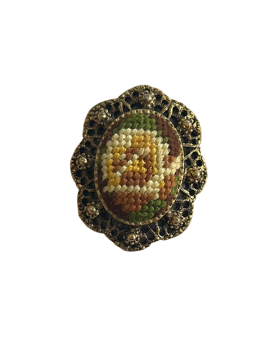 Floral Needlepoint Cameo ~ ADD ON ONLY