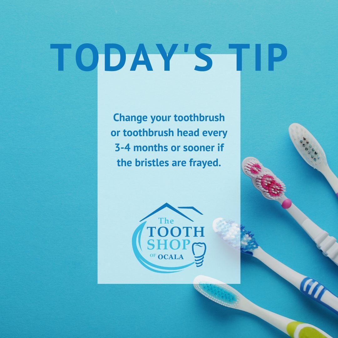 It's #TuesdayTip with Dr. Syska! Did you know changing your toothbrush every 3-4 months is key to maintaining good oral health? 🦷 Let's keep those smiles bright and healthy! 

#ToothShopofOcala #OcalaDentist #DentalTips