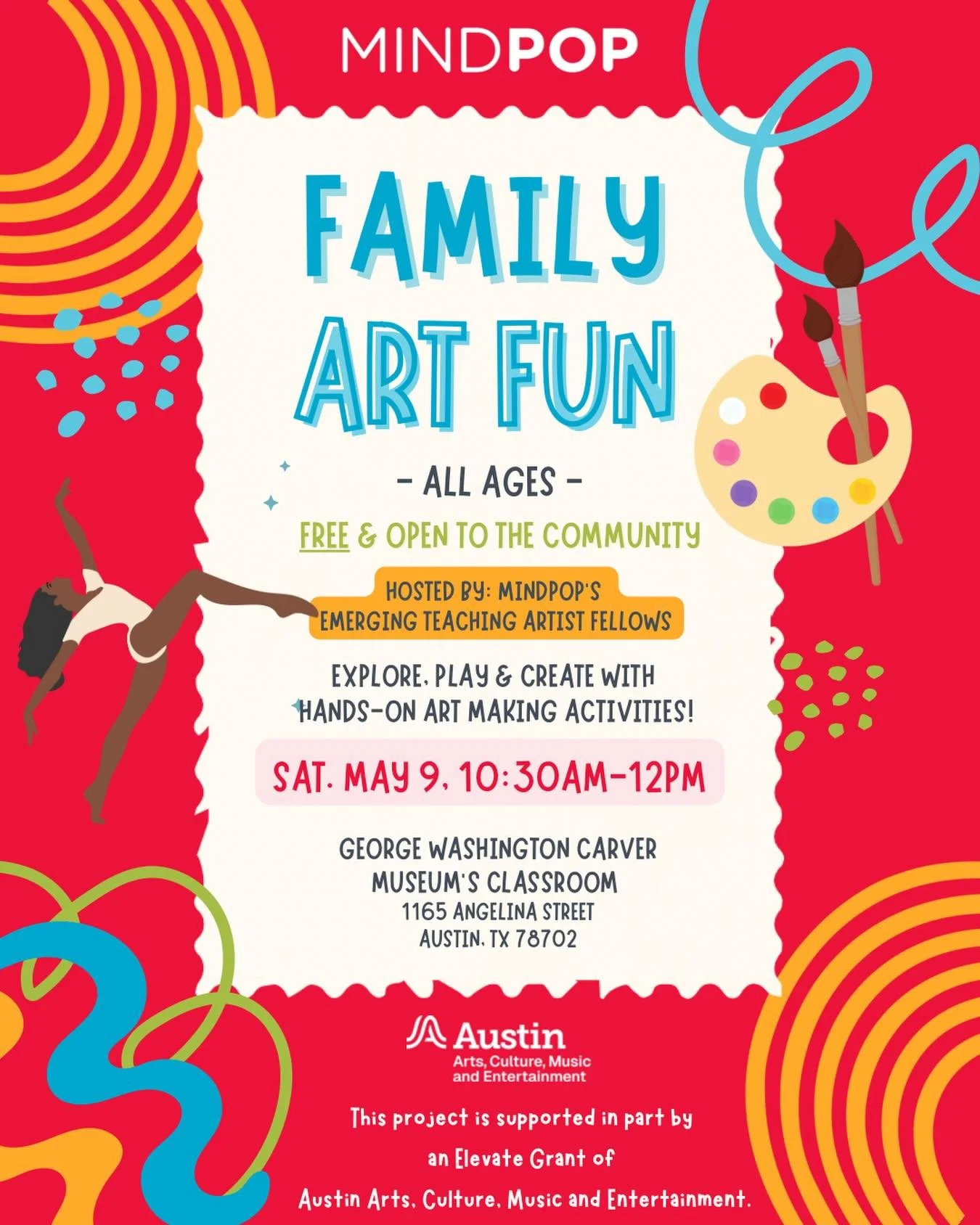 Let&rsquo;s get creative! Bring your family, friends, and your imagination.

Explore, play, and create with us at this free family-friendly event with hands-on art-making activities.

Saturday, May 9, 10:30am-12pm

RSVP at link in bio. 

Family Art F
