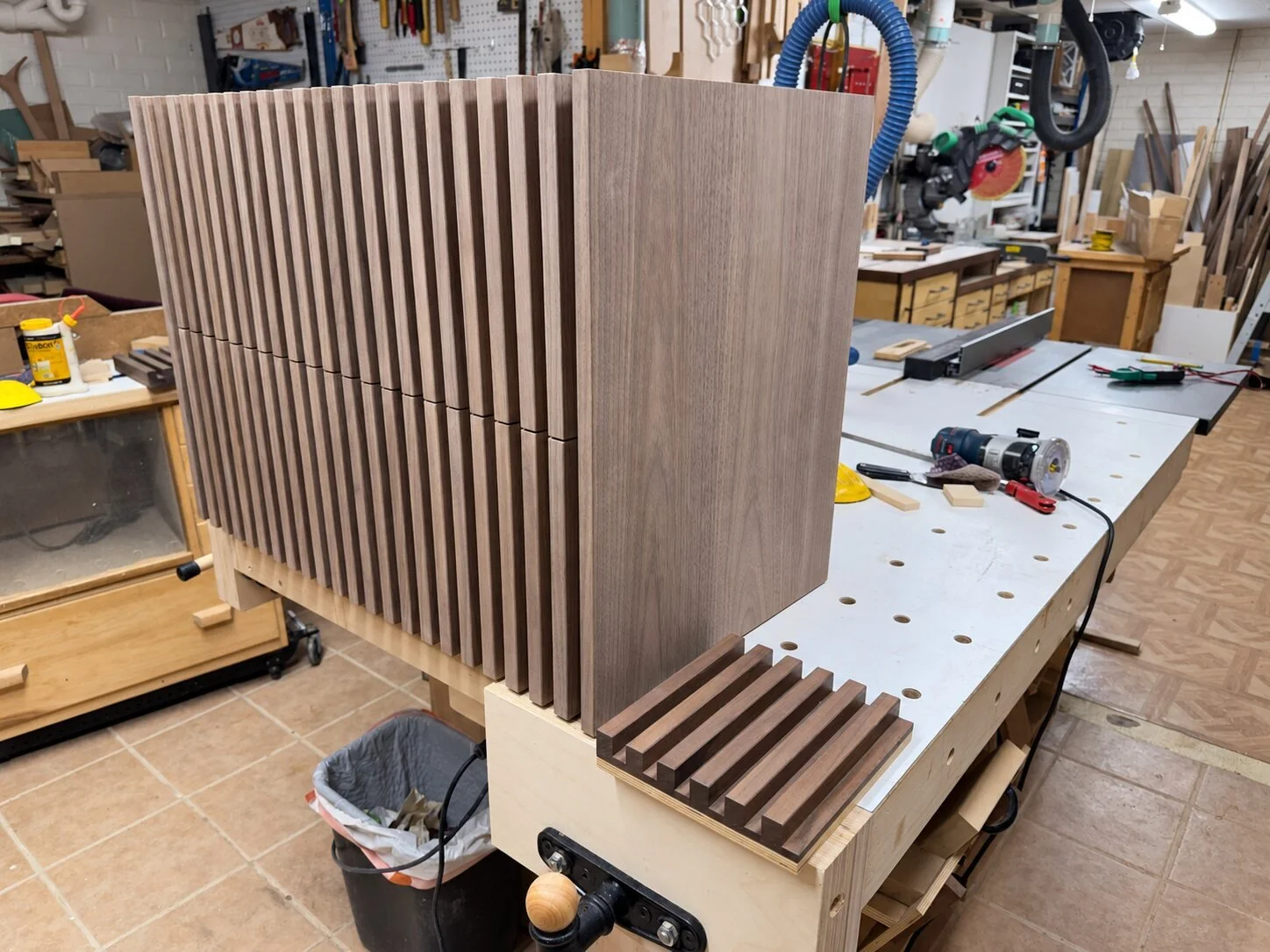 MCM Vanity Cabinet under construction in the Motor City Woodshop Studio