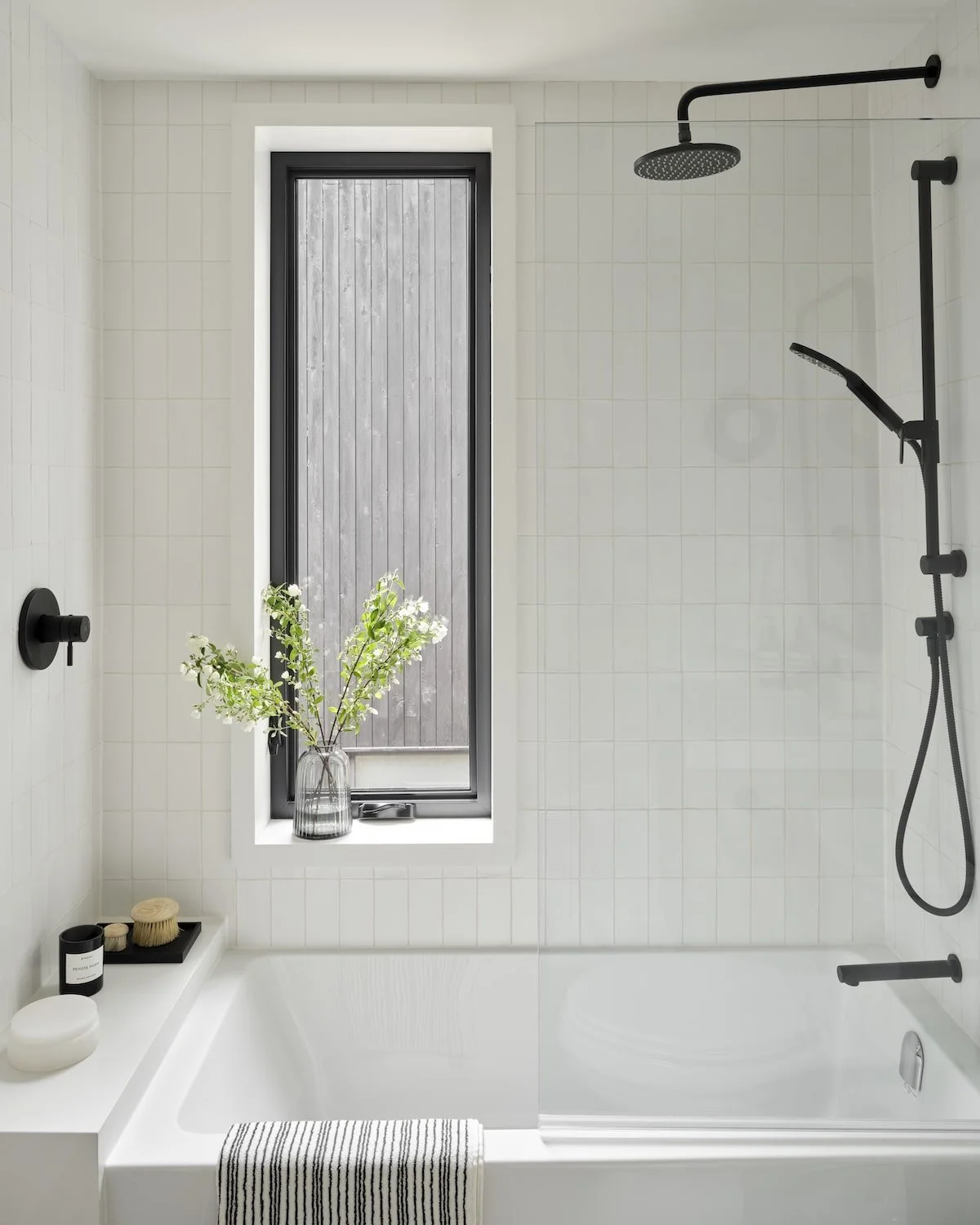 Finished guest bathroom tub and shower, Grace Street Victorian renovation Toronto