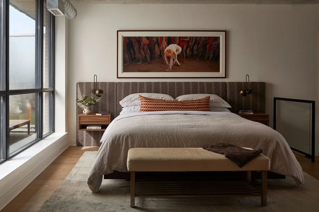 This custom headboard was a true labour of love &ndash; and completely worth it. By integrating the sconces and nightstands directly into the design, the entire space feels intentional, cohesive, and beautifully resolved. No visual clutter, no mismat