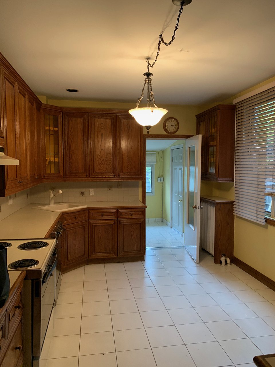 Original oak kitchen before renovation, Grace Street Victorian home Toronto
