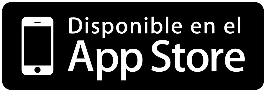 Anuncio en un fondo negro que dice 'Disponible en el App Store' con un icono de celular.