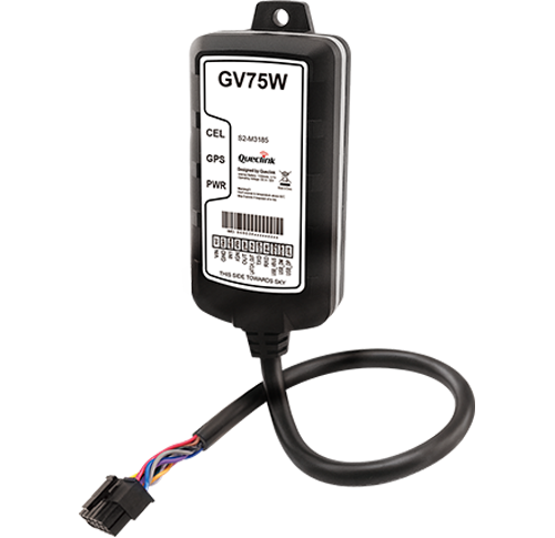 Dispositivo GPS compacto con antena y cable, etiqueta con códigos y etiquetas de vehículo