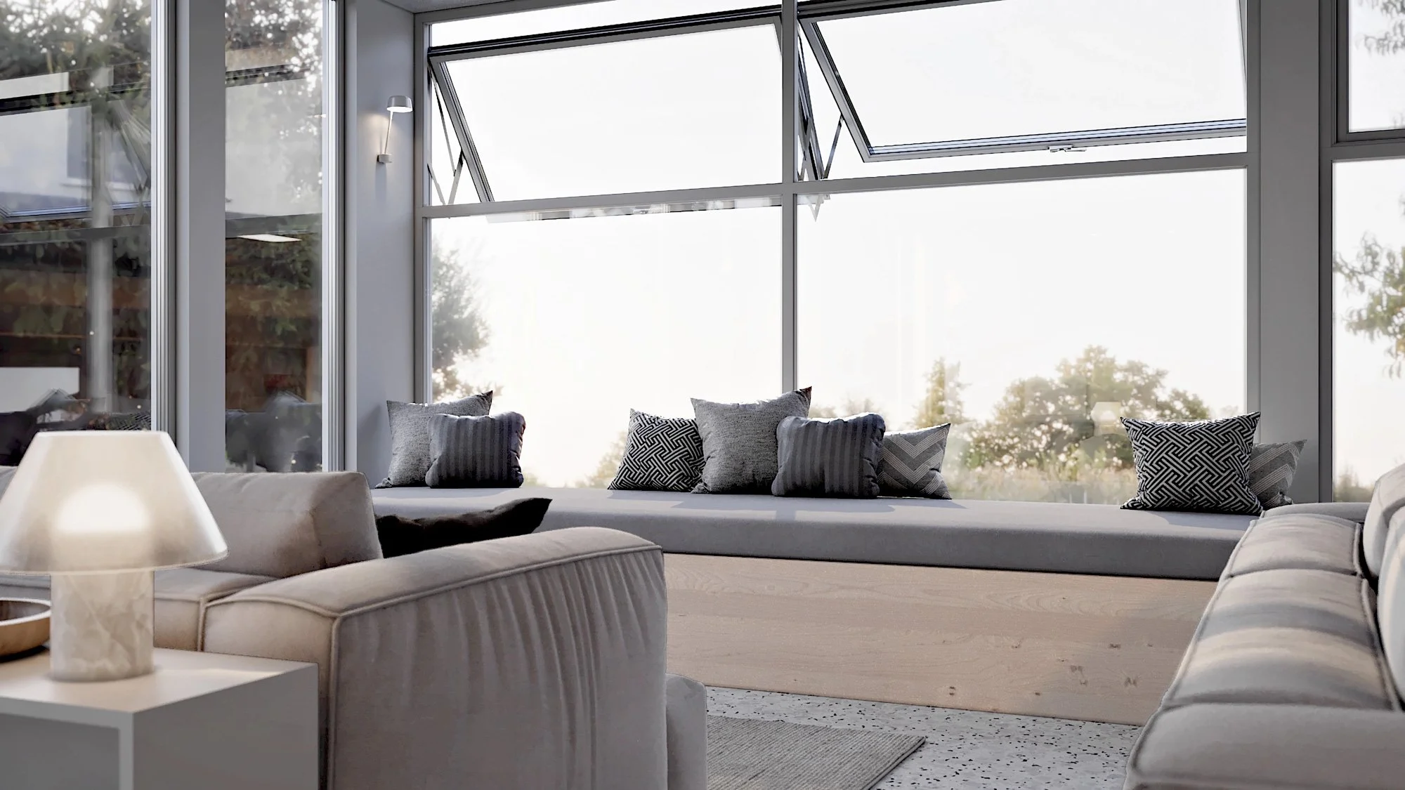 Living room overview-Sitting area - window
Project Name: Duplex Apartment, Size: 215 sqm
Location: Northern Israel
Interior design:  Studio Kes