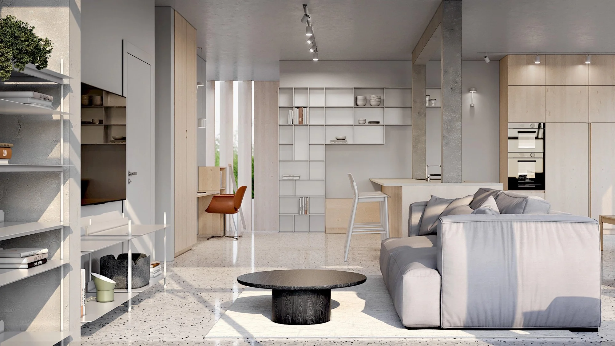 Living room overview
Project Name: Duplex Apartment, Size: 215 sqm
Location: Northern Israel
Interior design:  Studio Kes