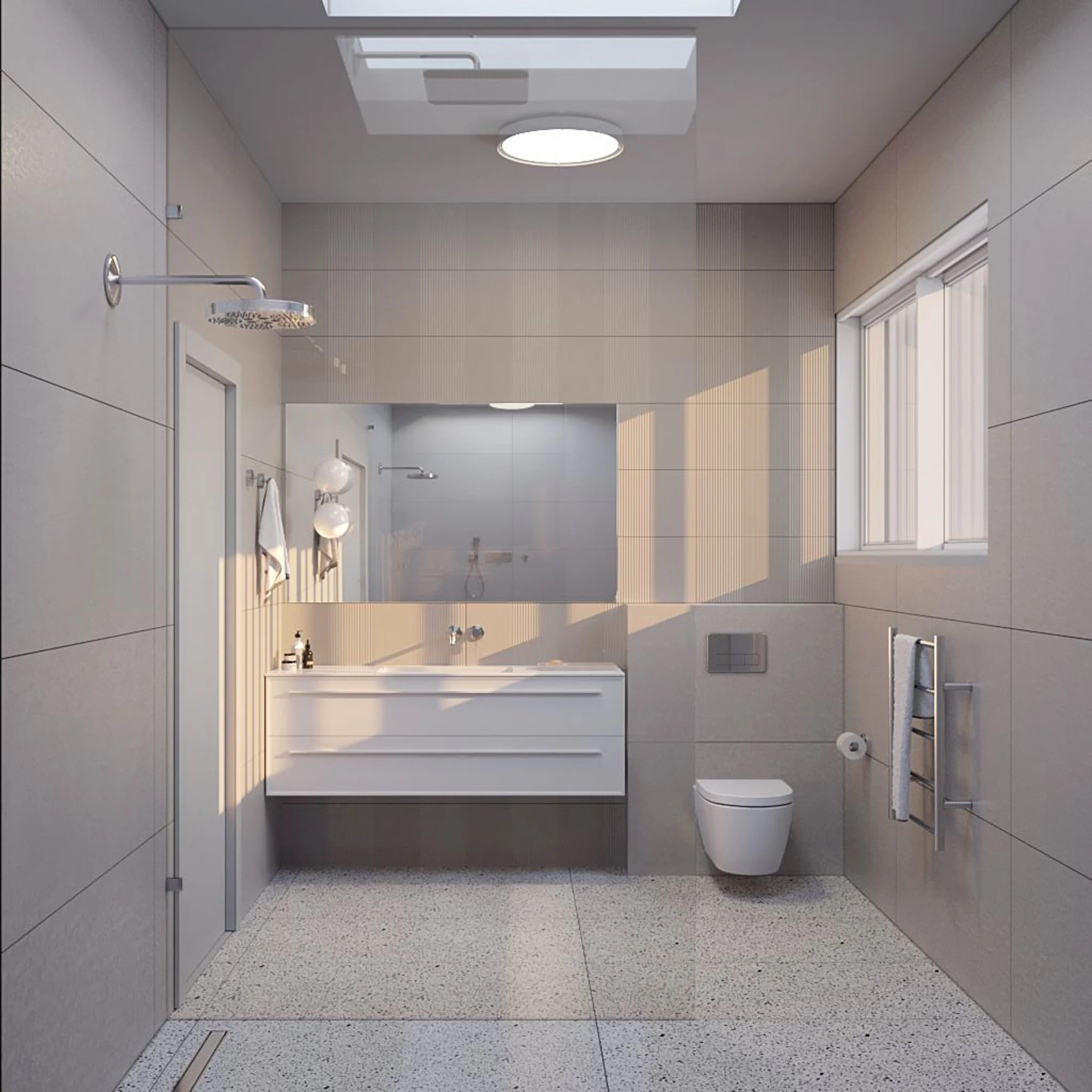 Master bathroom overview
Project Name: Vila k ,Private house
Plot: 500 sqm
Built : 210 sqm
Location: Northern Israel
Interior design:  Studio Kes