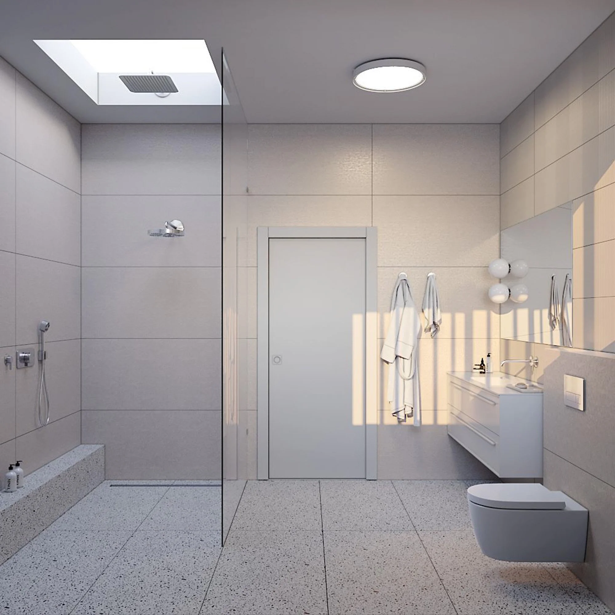 Master bathroom overview
Project Name: Vila k ,Private house
Plot: 500 sqm
Built : 210 sqm
Location: Northern Israel
Interior design:  Studio Kes