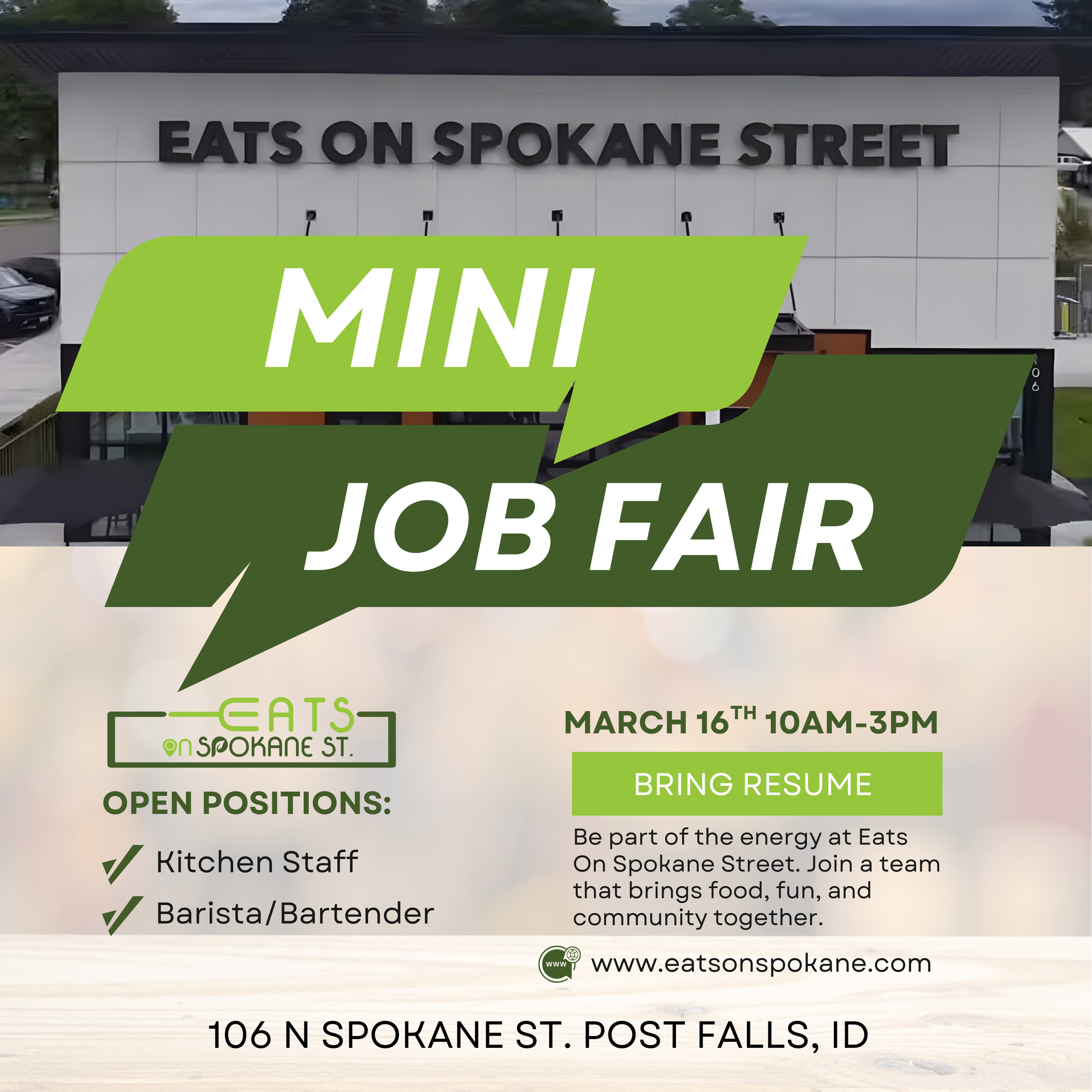 Mini Job Fair at Eats On Spokane Street!
