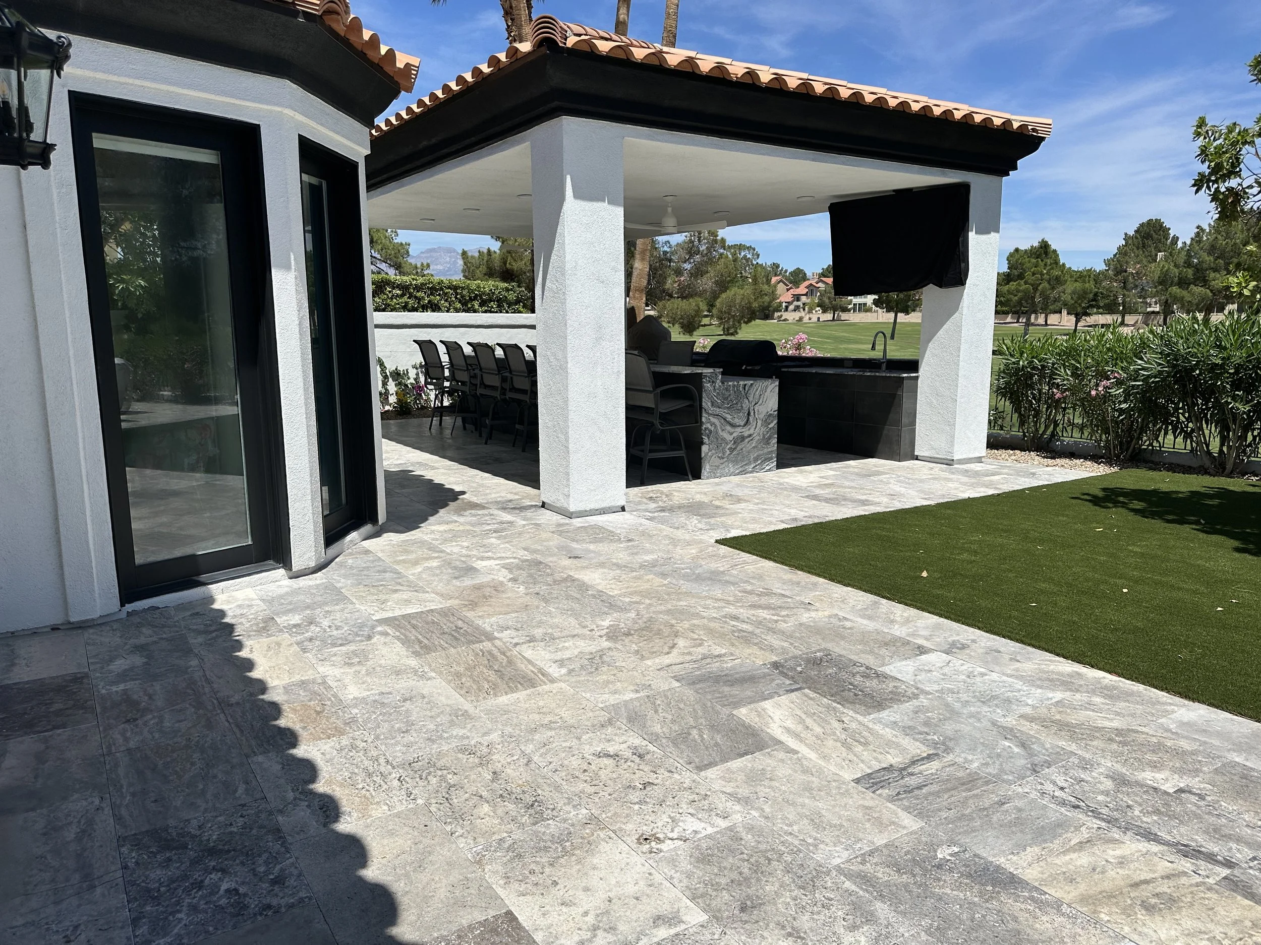 Travertine Outdoor BBQ Area 
