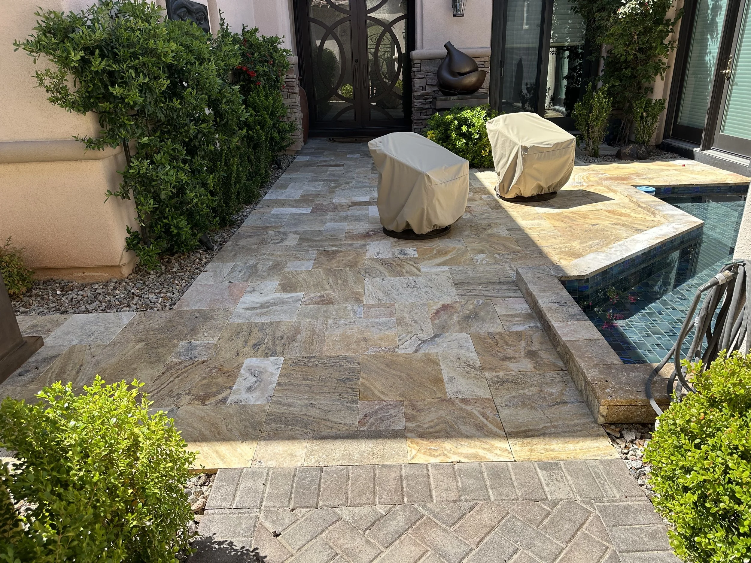 Custom Travertine Courtyard  