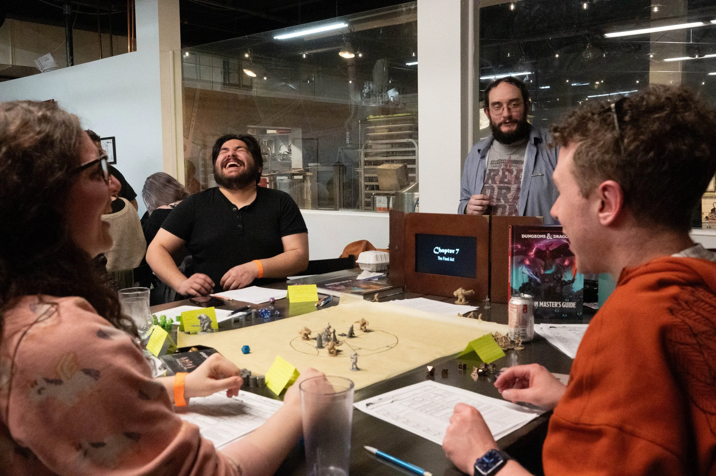 The main event of a tabletop gaming convention is, of course, the games. SomerCon featured 10 game sessions total over the course of two programming blocs. Here, Ben W (Center Right) leads a game as a member of the Danger Wizard team.
