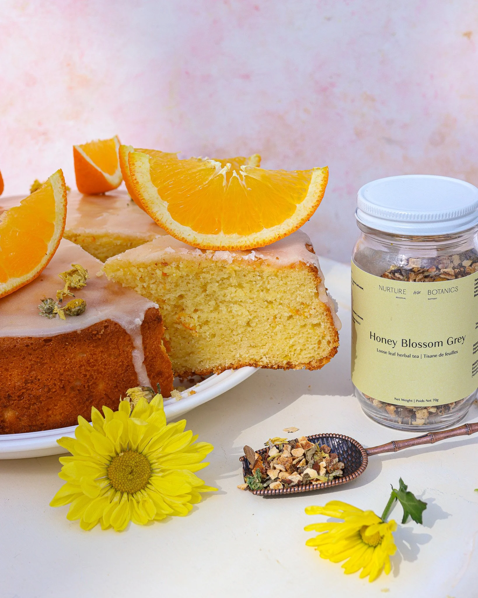Orange Lemon Cake with Honey Blossom Grey Tea&nbsp;