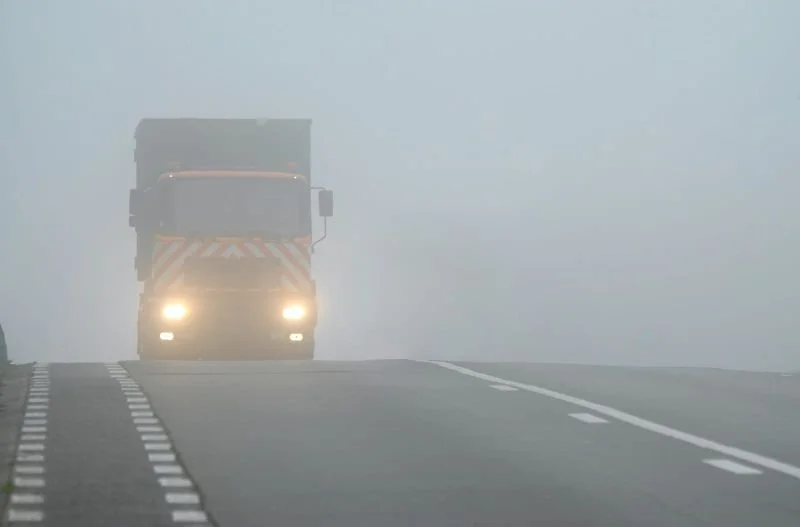 Truck in fog