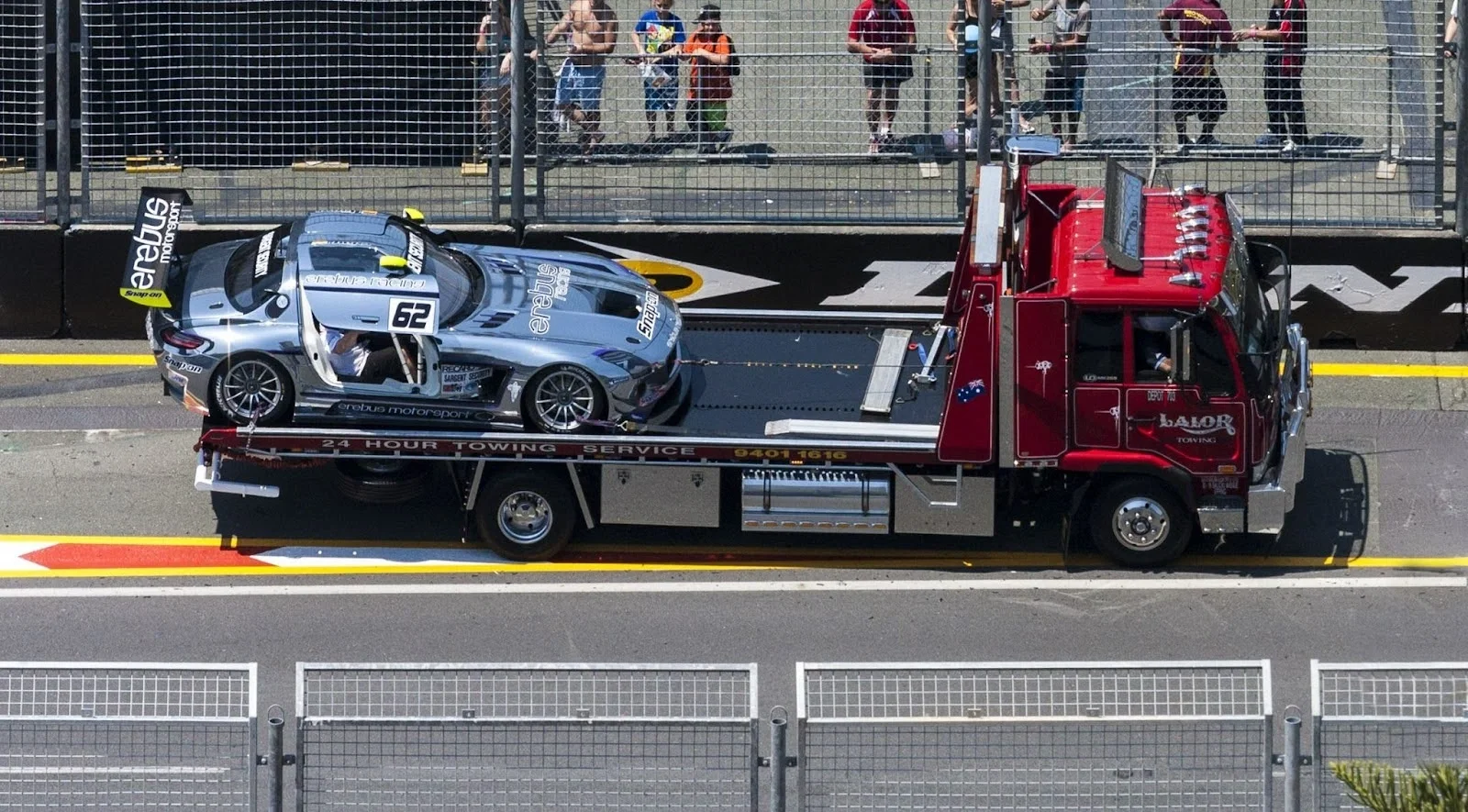 Towing Mercedes sport car
