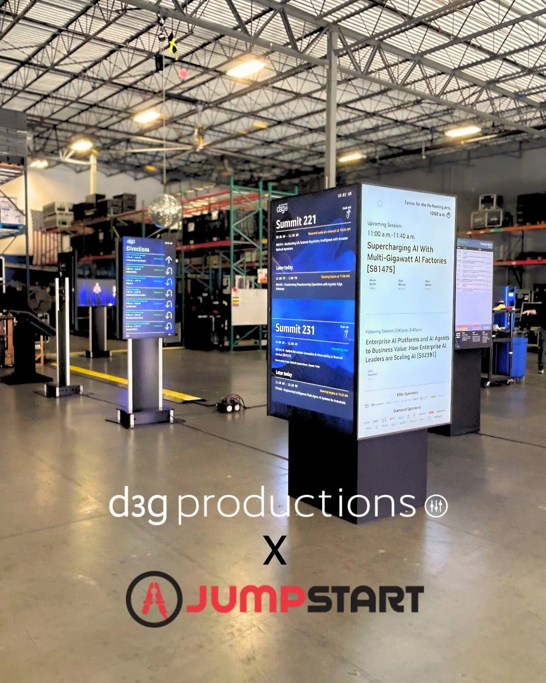 Had the chance to host Jumpstart during the Jumpstart Workshop spring event at the d3g warehouse this week.

We had a great time showcasing our digital signage solutions, sharing ideas, and demonstrating how dynamic visuals can elevate the attendee e