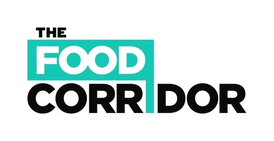 Logo of 'The Food Corridor' in black and teal text on a white background.
