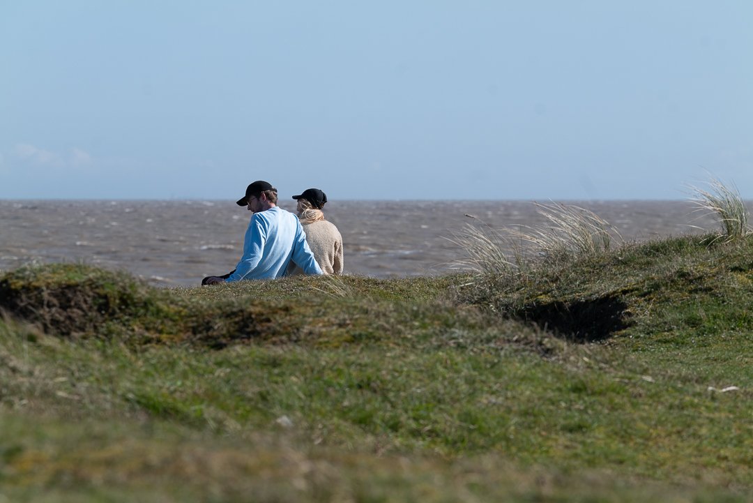 Enjoying the view out to the sea, Sizewell Beach.