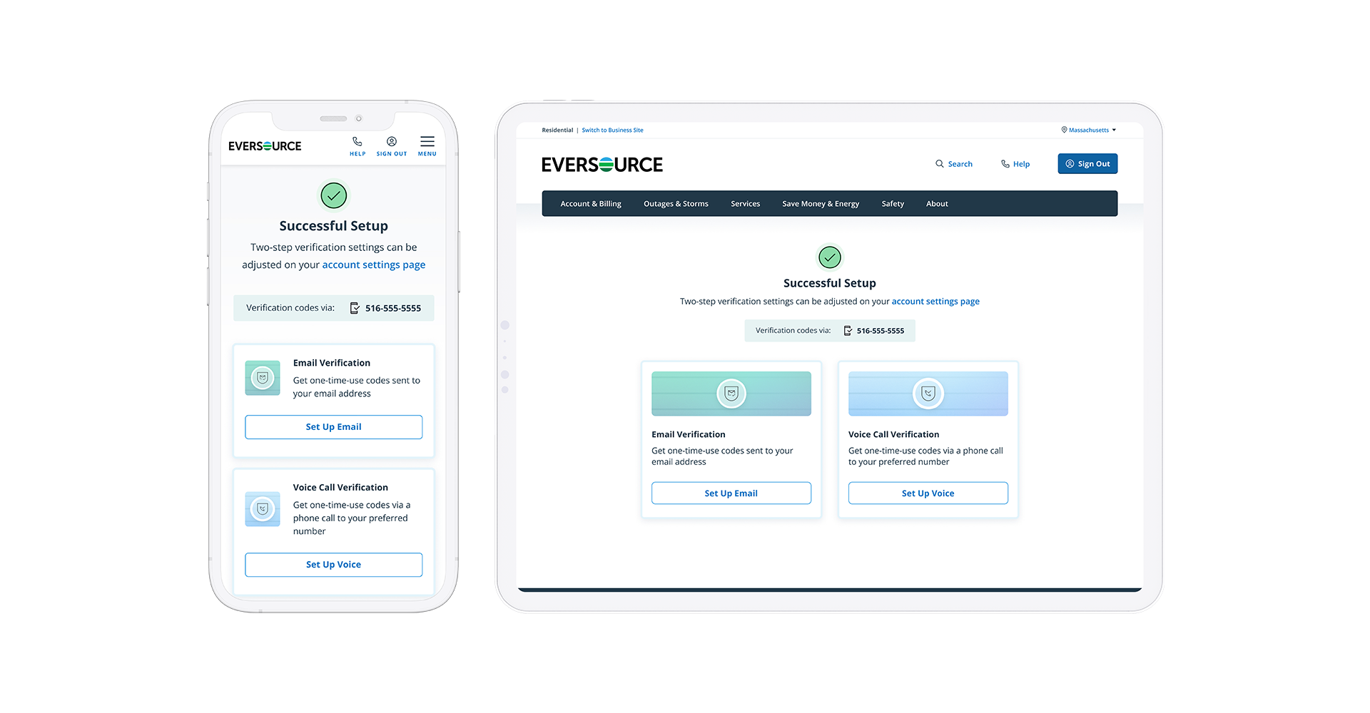 Upon successfully completing the addition of a factor, customers are reminded their settings can be adjusts on their profile page, as well as reiterating the detail of receiving a code — such as a mobile number for SMS verification.
Customers also