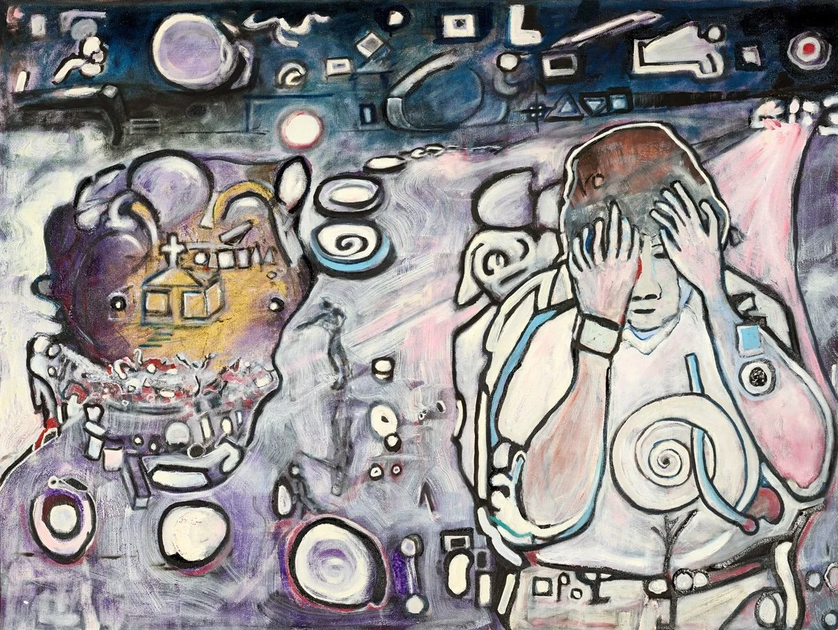There's a Shooter Down at the School (2023), Oil on Canvas, 40” x 30”