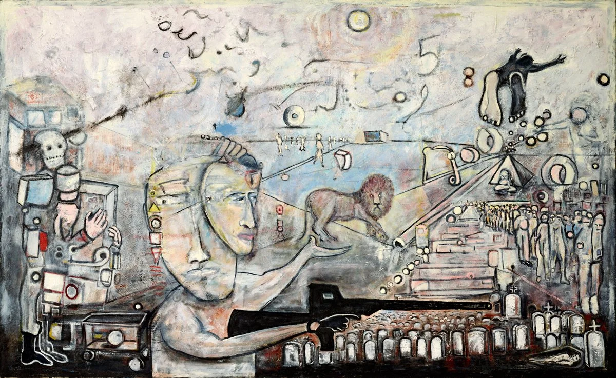 Now Thats what I Call a Target-Rich Environment (2021), Oil on Canvas, 45” x 73”