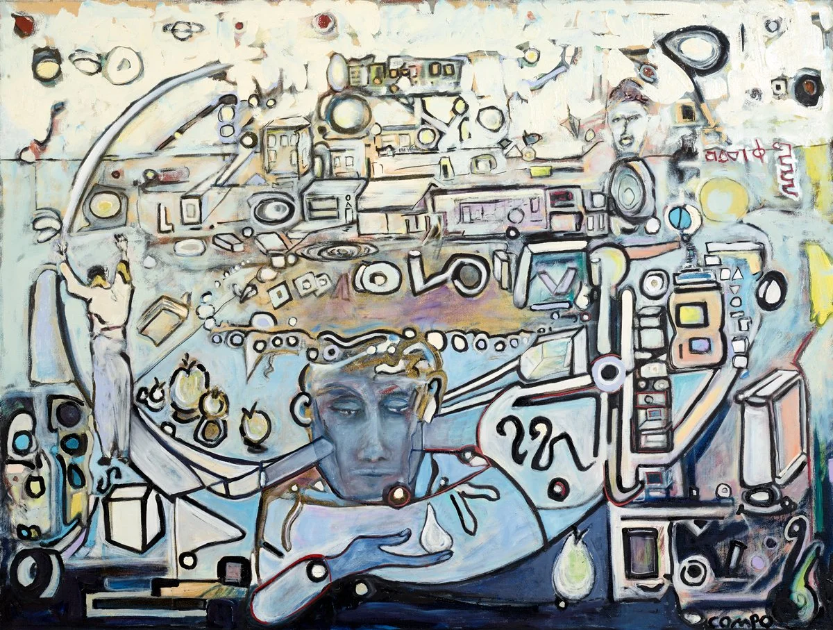 They Are Holding Their Own Teardrop (2020-24), Oil on Canvas, 36” x 48”