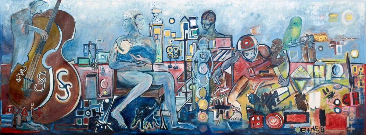 Self Portrait of me as a Baby (2025), Oil on Canvas, 129” x 47”